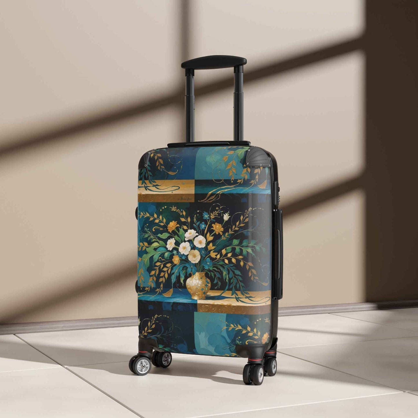 Klimt Floral Print Suitcase - Exclusive Vintage Travel Luggage by Rosetta Creative Boutique for Getaways and Summer Trips - Rosetta Creative Boutique