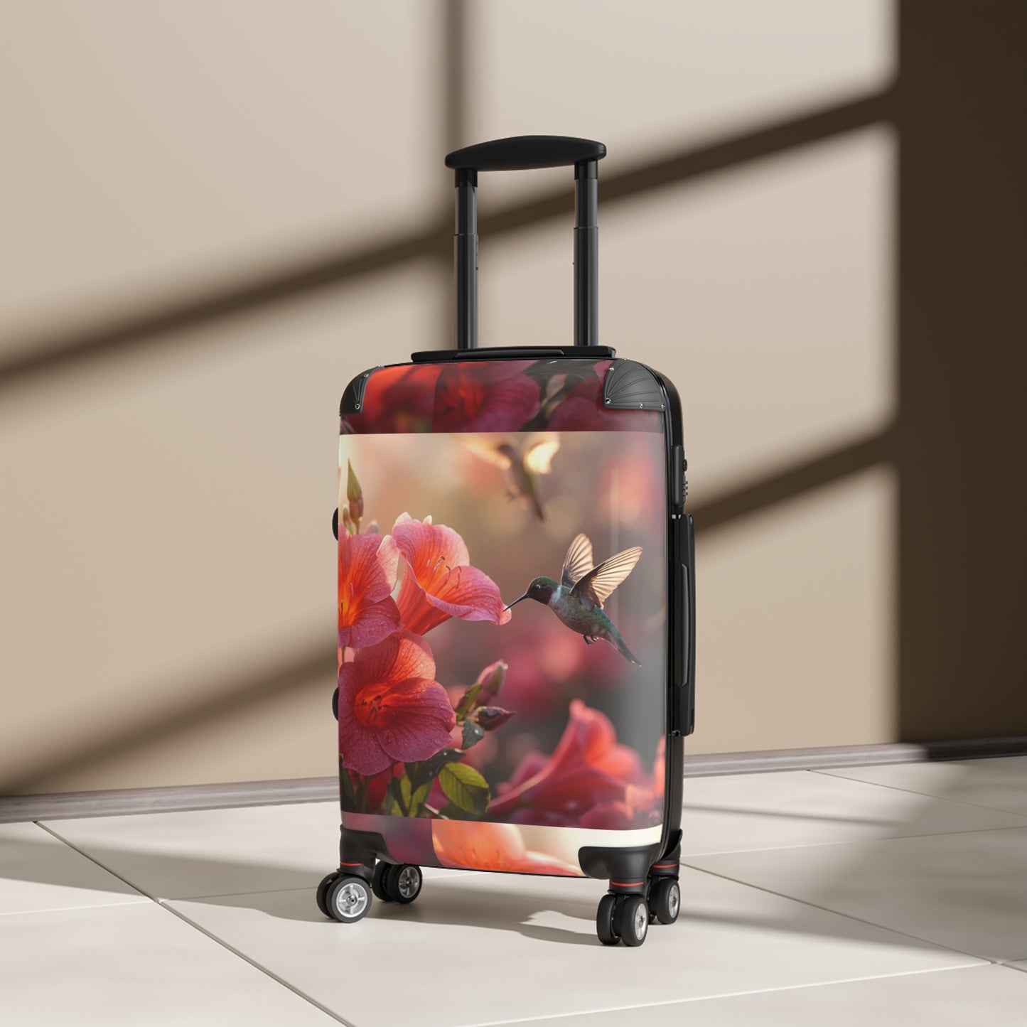 Trumpet Flower and Hummingbird Suitcase by Rosetta Creative Designs, Colorful Luggage, Travel Bag, Stylish Carry-On, Vacation Gear, Travel Gift - Rosetta Creative Boutique