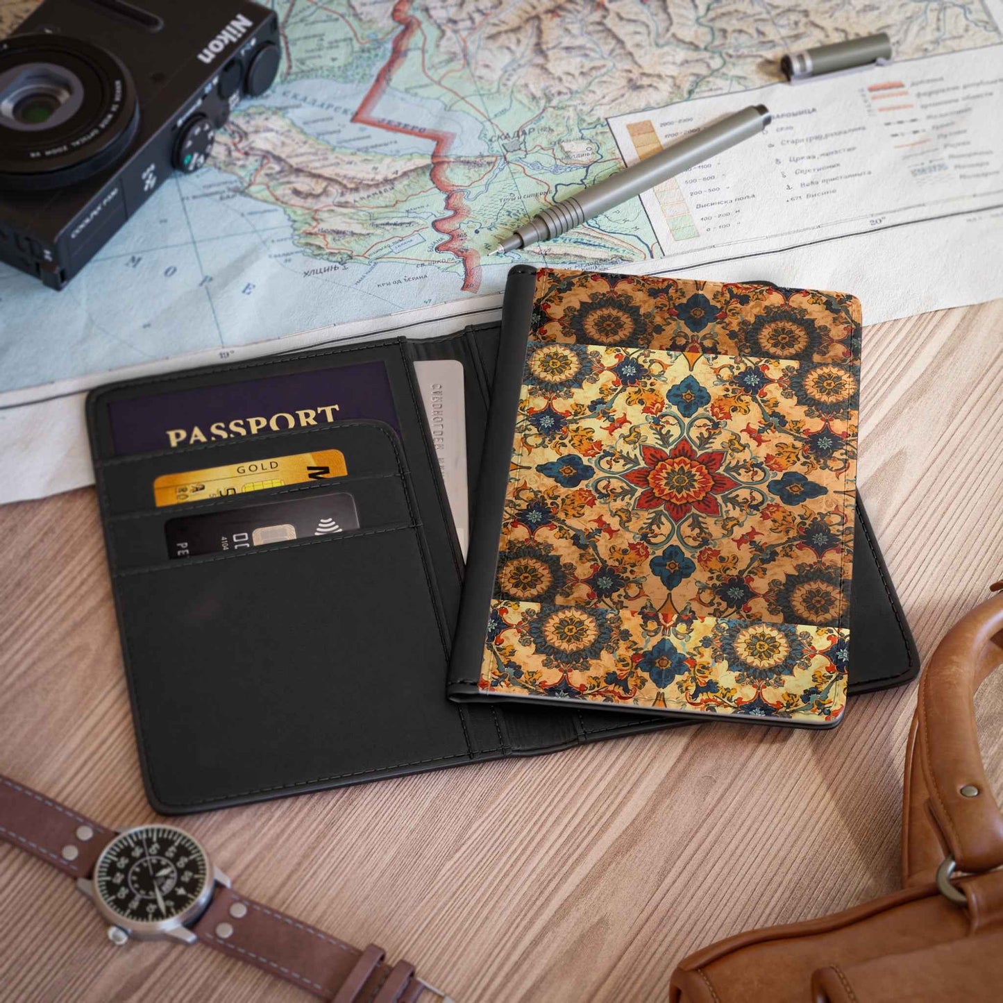 Vintage Floral Passport Cover – Boho Travel Document Holder