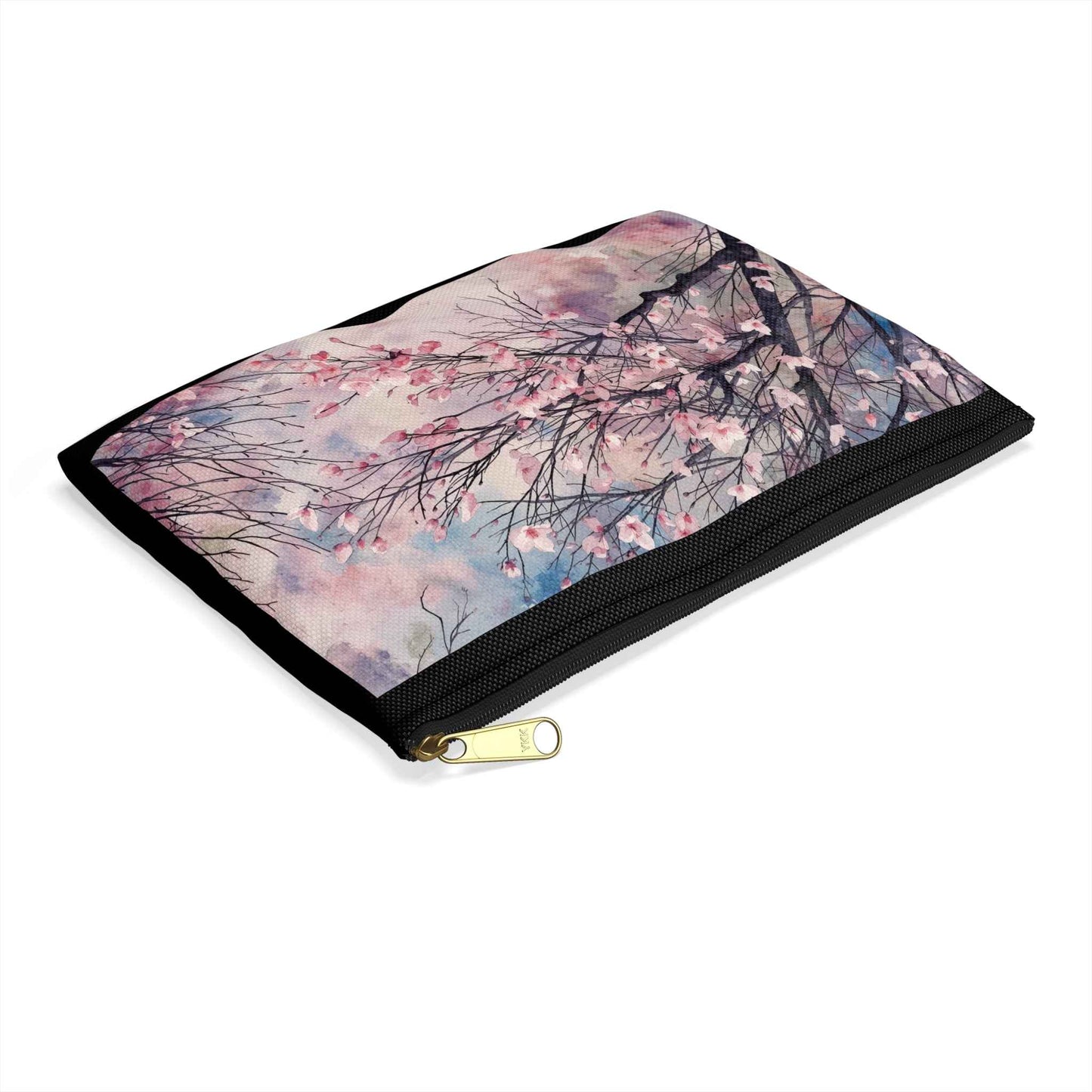 Cherry Blossom Print Accessory Pouch - Floral Makeup Bag for Travel & Everyday Use