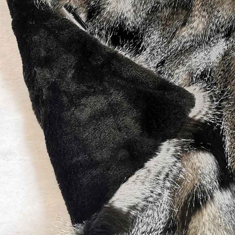 Luxurious Black Peacock Fur Blanket Geometric Pattern All Seasons