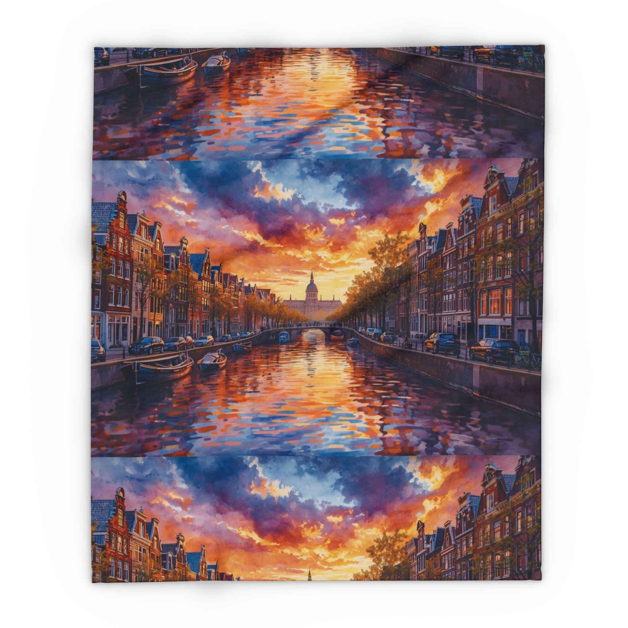 Reflections of Amsterdam Sunset Arctic Fleece Blanket