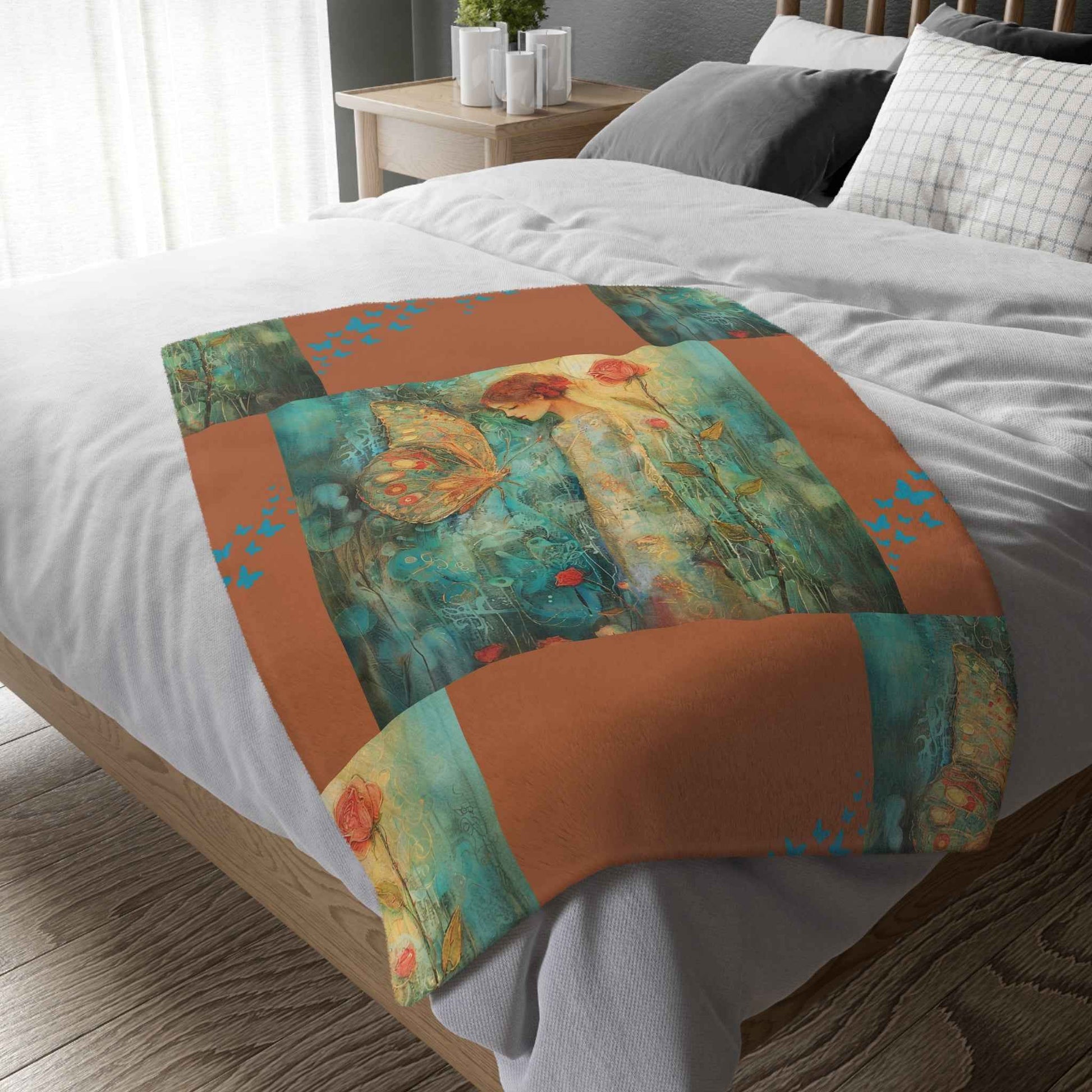 Artistic Butterfly Velveteen Blanket - Cozy, Two-Sided Microfiber Throw