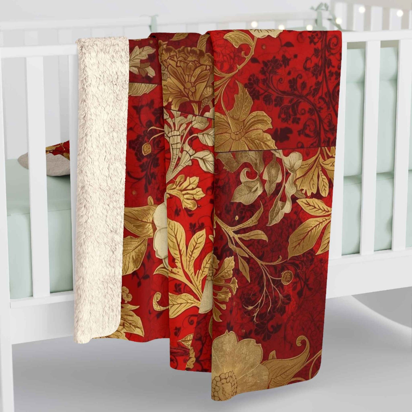 Luxurious Floral Sherpa Fleece Blanket, Cozy Throw for Winter, Elegant Home Decor, Perfect Gift for Holidays, Soft and Warm Blanket