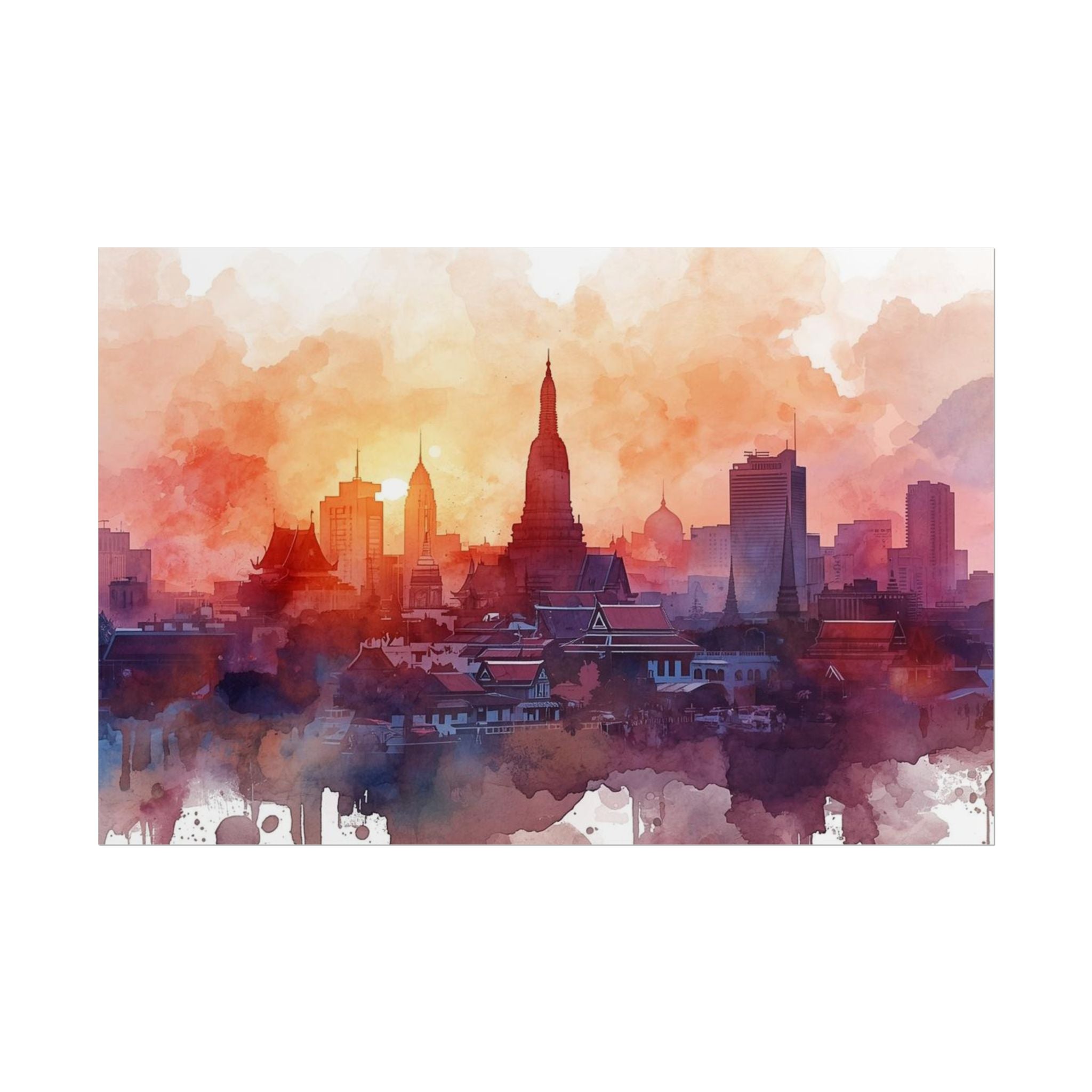 Bangkok Cityscape Posters Rolled Wall Art Home Decor Gift - Rosetta Creative Boutique