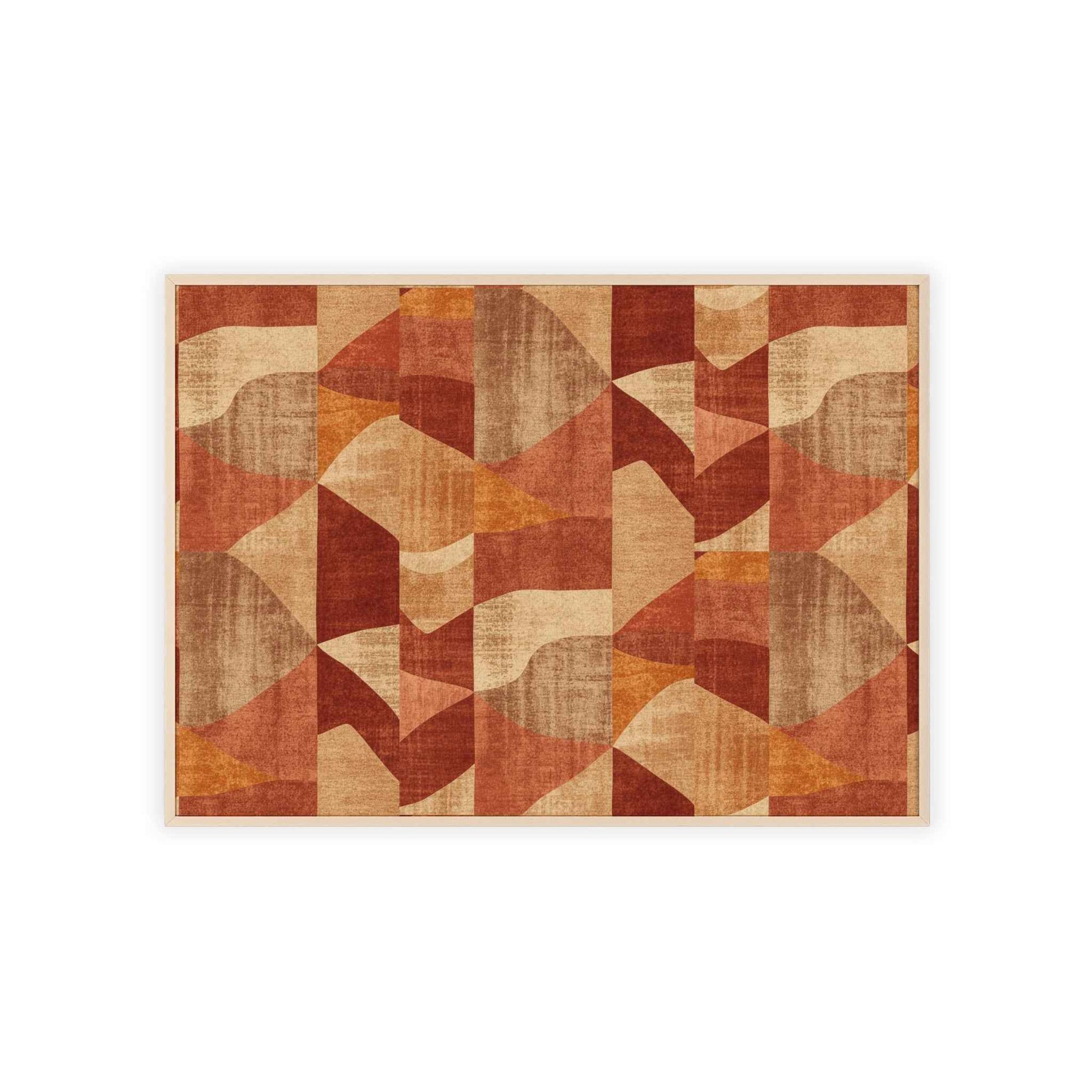 Faux Retro Geometric Poster with Wooden Frame