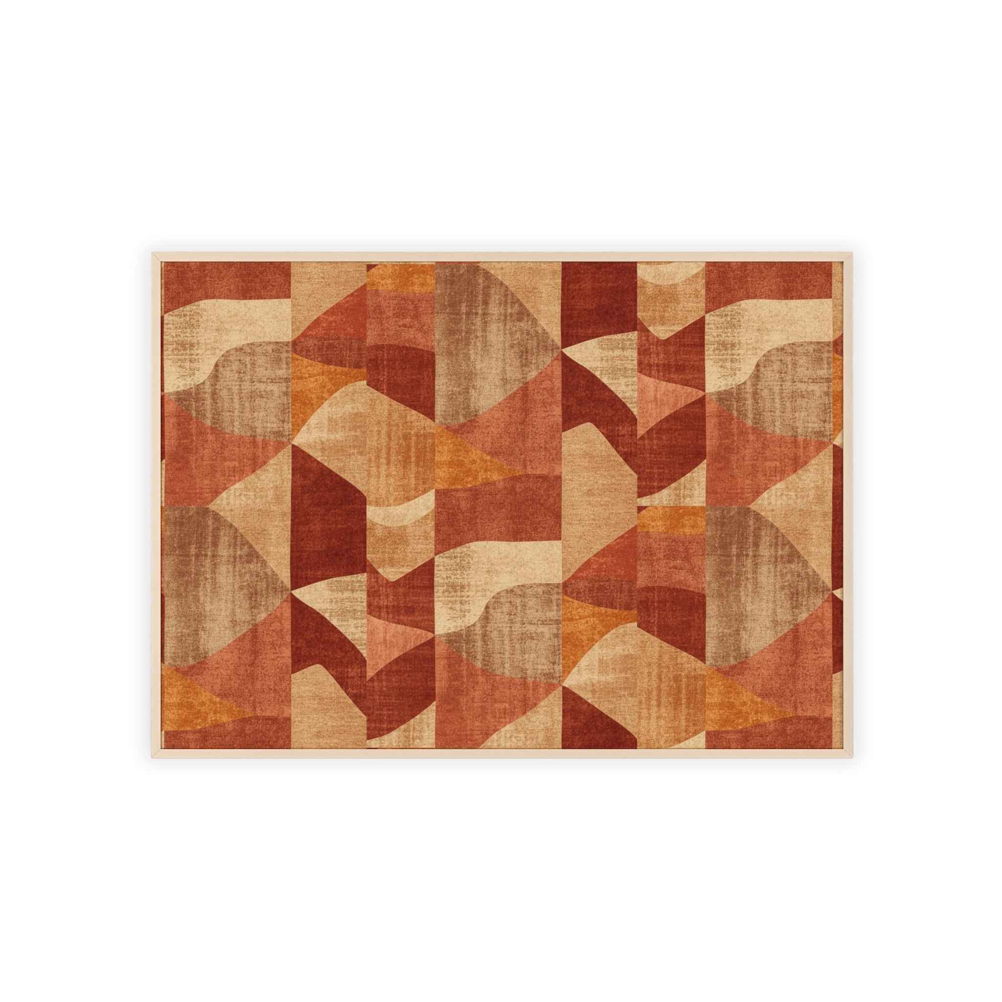 Faux Retro Geometric Poster with Wooden Frame