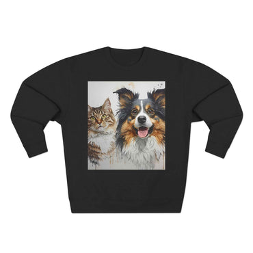 Pet Portrait Crewneck Sweatshirt With Dog And Cat Watercolor Print