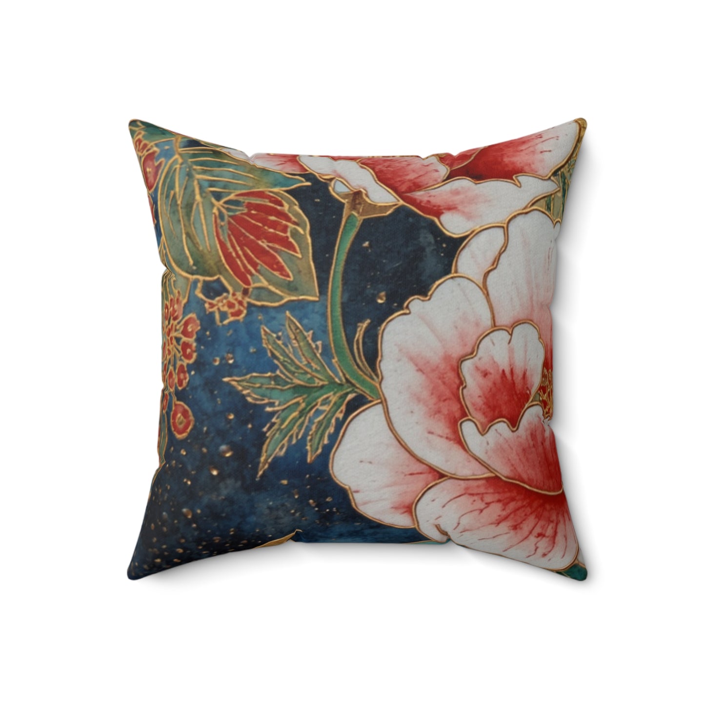 Peacock Feather Faux Suede Pillow – Botanical Accent Throw Pillow
