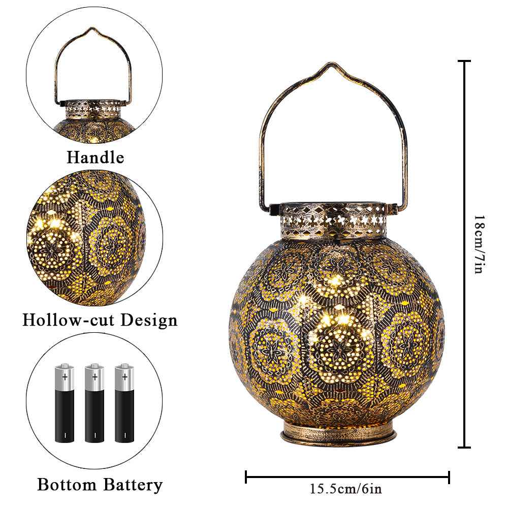 Set of 2 Battery Powered  Moroccan Decorative Lamps 7'' High (Brown)