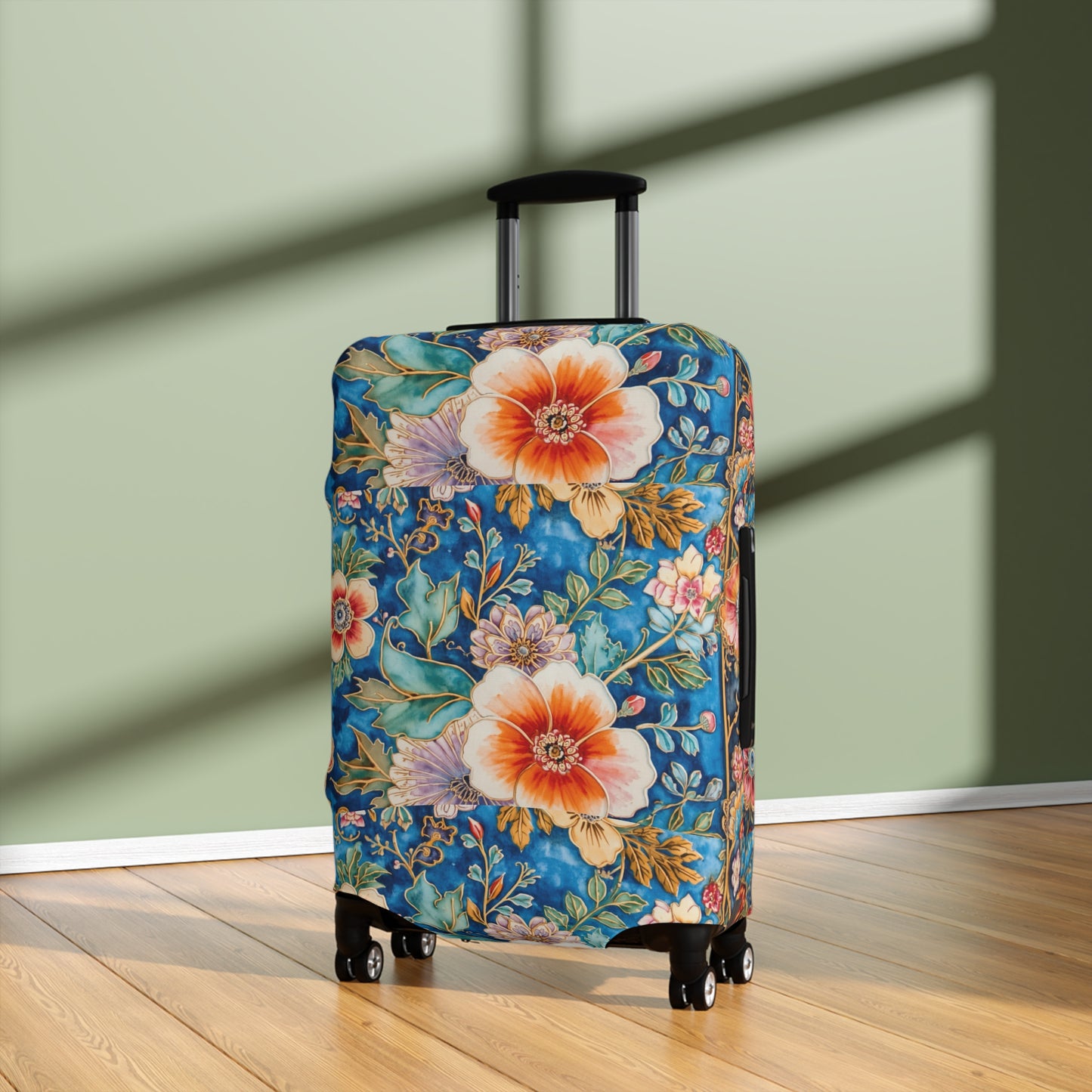 Floral Tropical Luggage Cover – Vintage Palm Leaf & Hibiscus Travel Protector