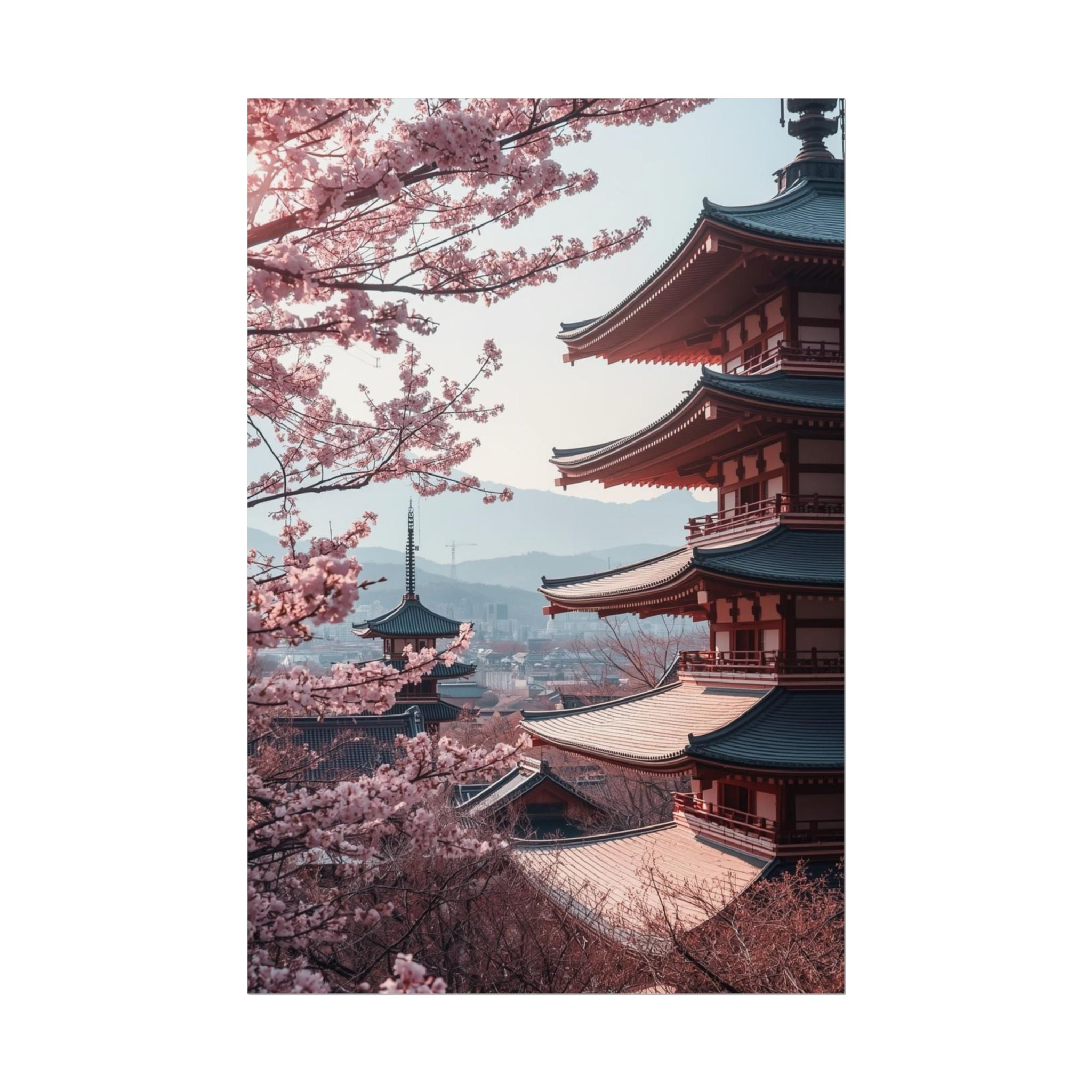 Japanese Cherry Blossom Rolled Poster Vintage Wall Art - Rosetta Creative Boutique