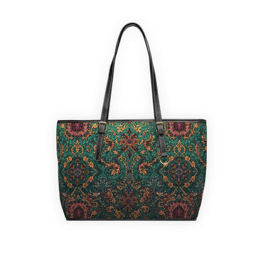 Elegant PU Leather Shoulder Bag Floral Tapestry Tote - Rosetta Creative Boutique