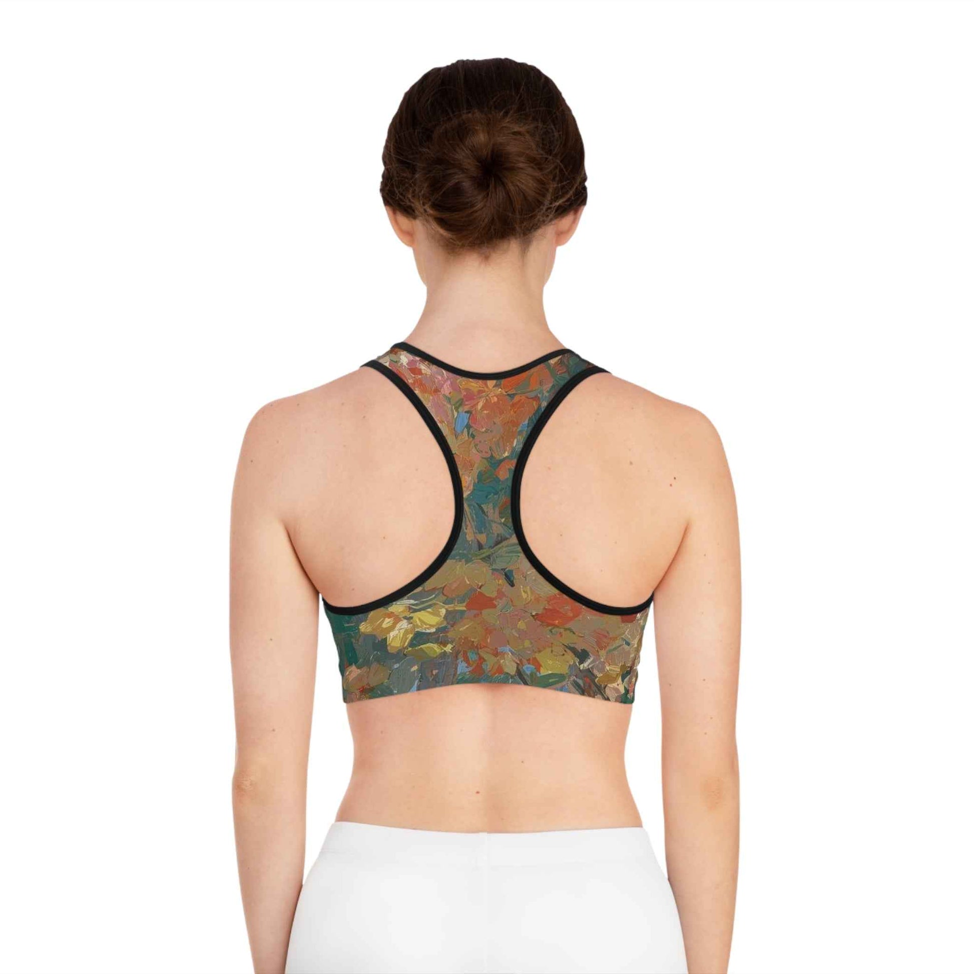 Floral Impressionist All Over Print Sports Bra Painterly Autumn Bloom