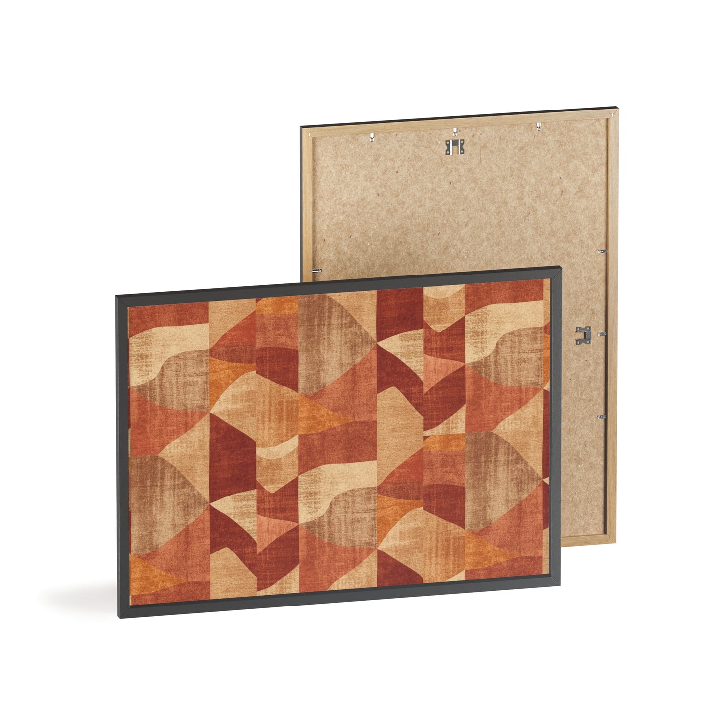 Faux Retro Geometric Poster with Wooden Frame