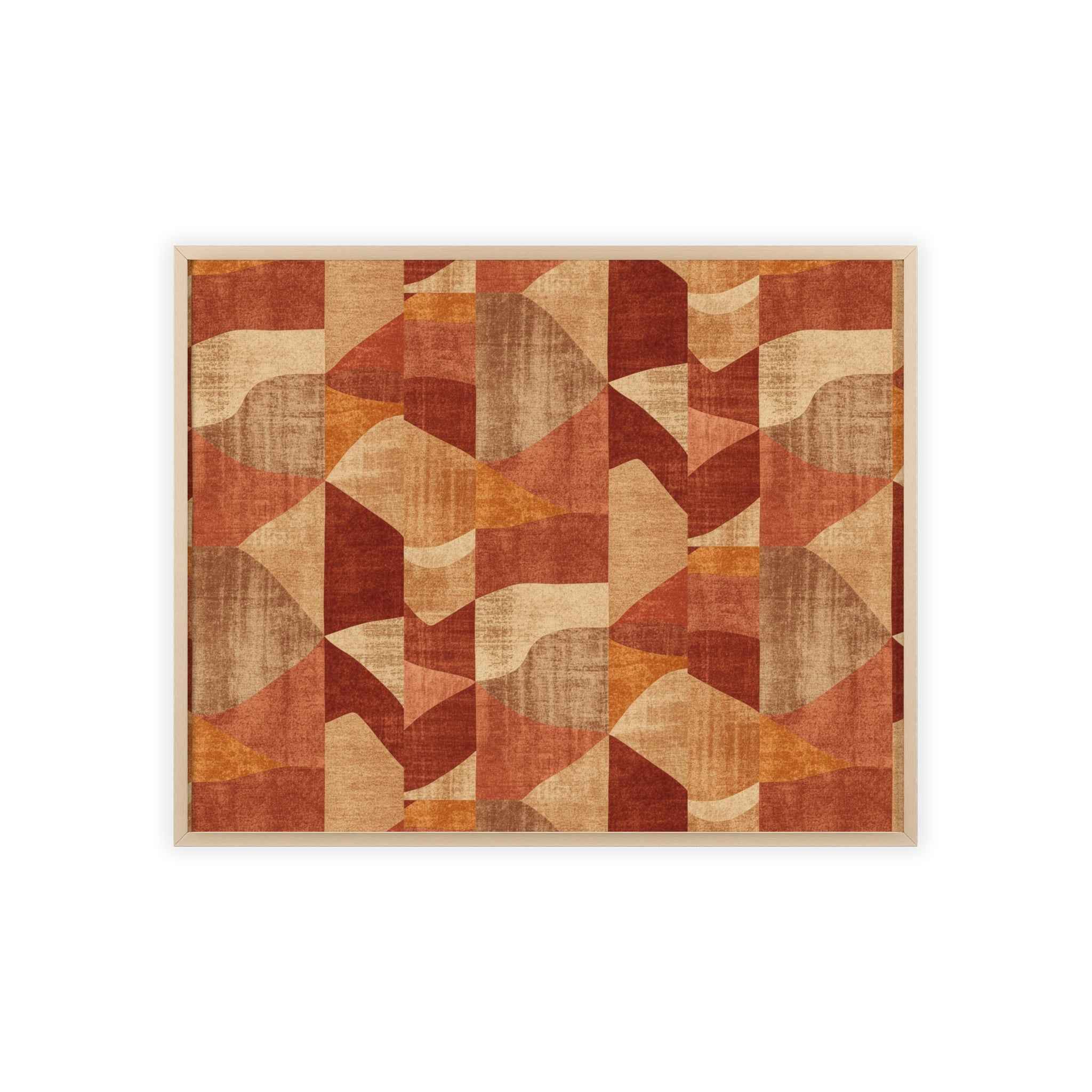 Faux Retro Geometric Poster with Wooden Frame