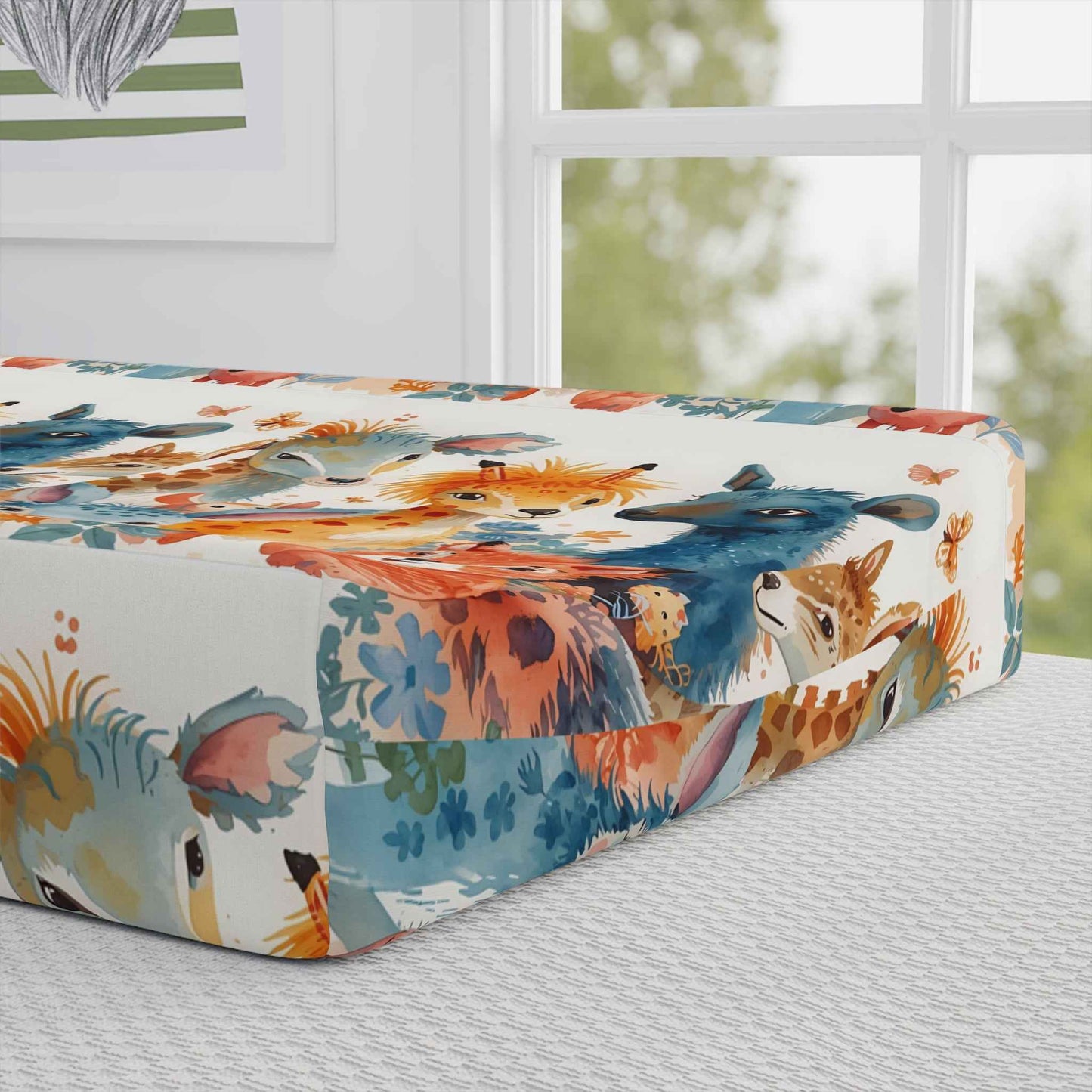 Whimsical Animal Baby Changing Pad Cover