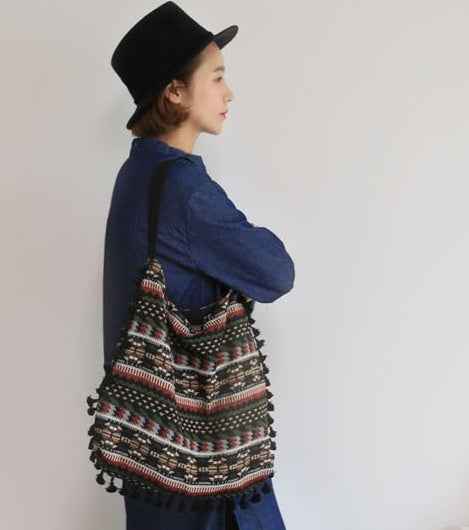Geometric Tribal Tasselled Shoulder Bag