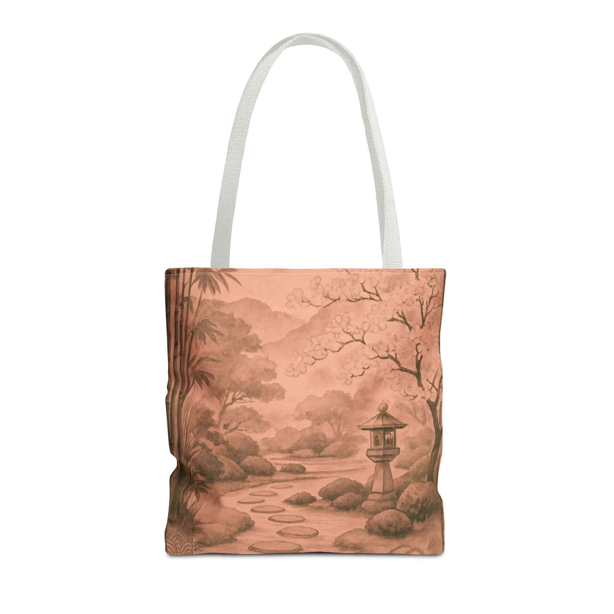 Serene Japanese Garden Tote Bag - Artistic AOP Design