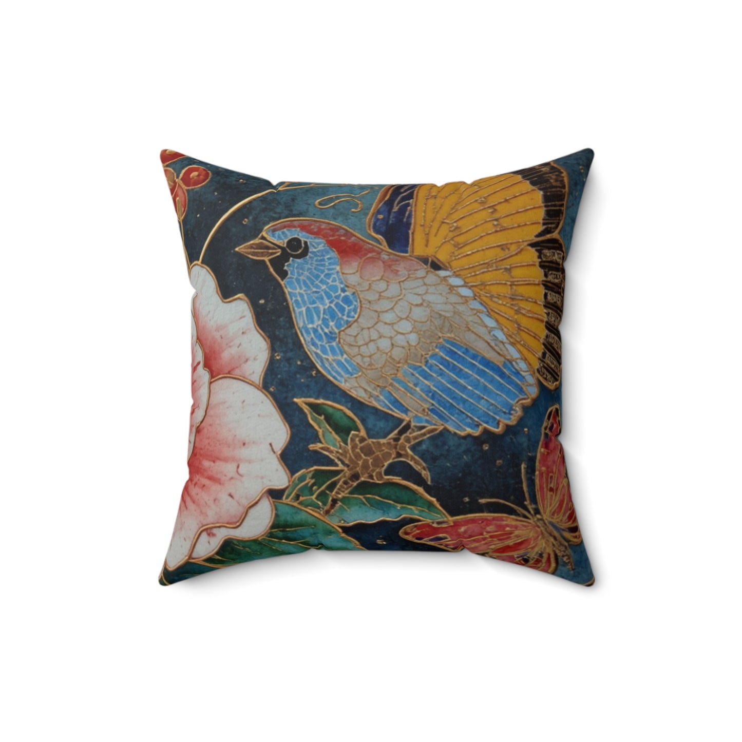 Peacock Feather Faux Suede Pillow – Botanical Accent Throw Pillow