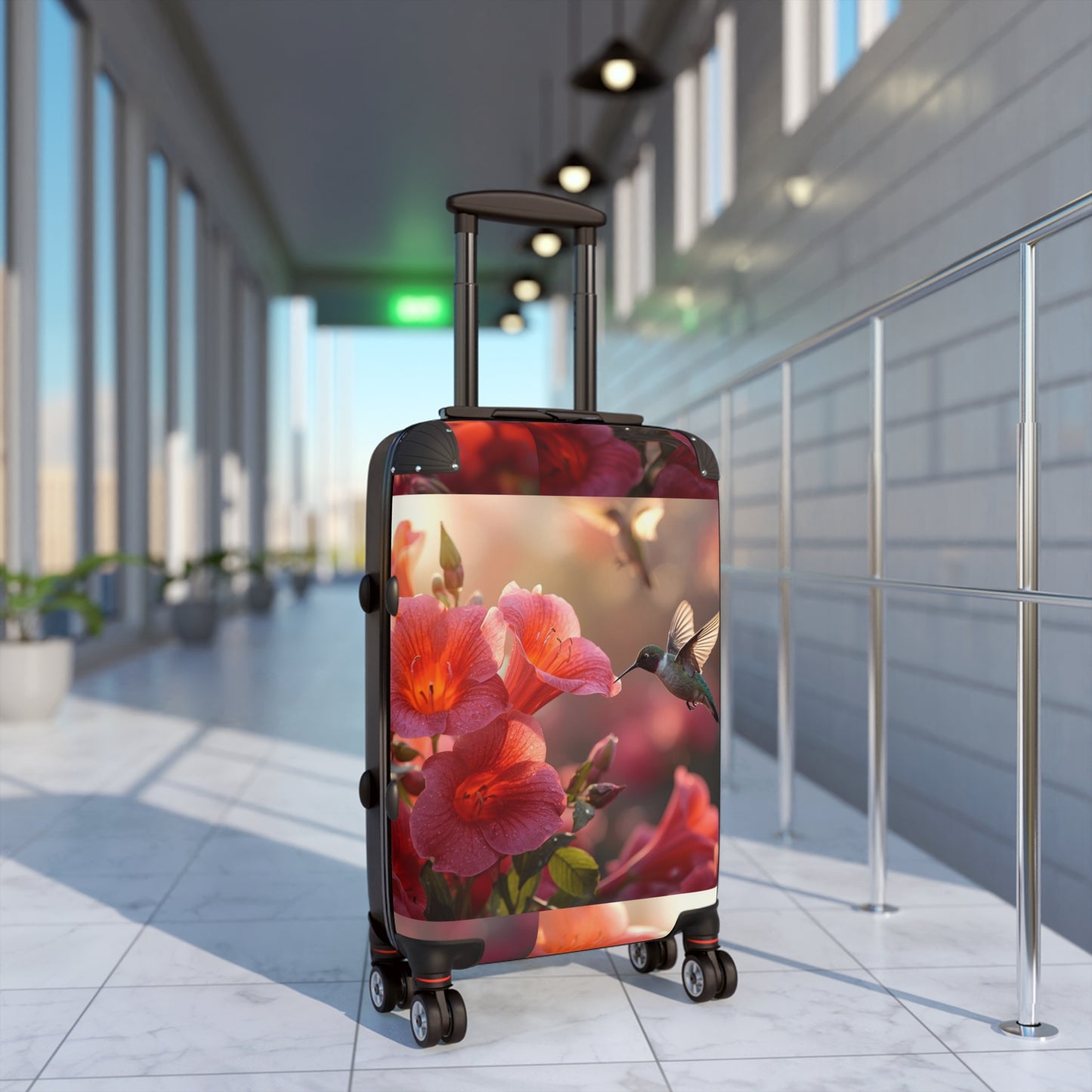 Trumpet Flower and Hummingbird Suitcase by Rosetta Creative Designs, Colorful Luggage, Travel Bag, Stylish Carry-On, Vacation Gear, Travel Gift - Rosetta Creative Boutique