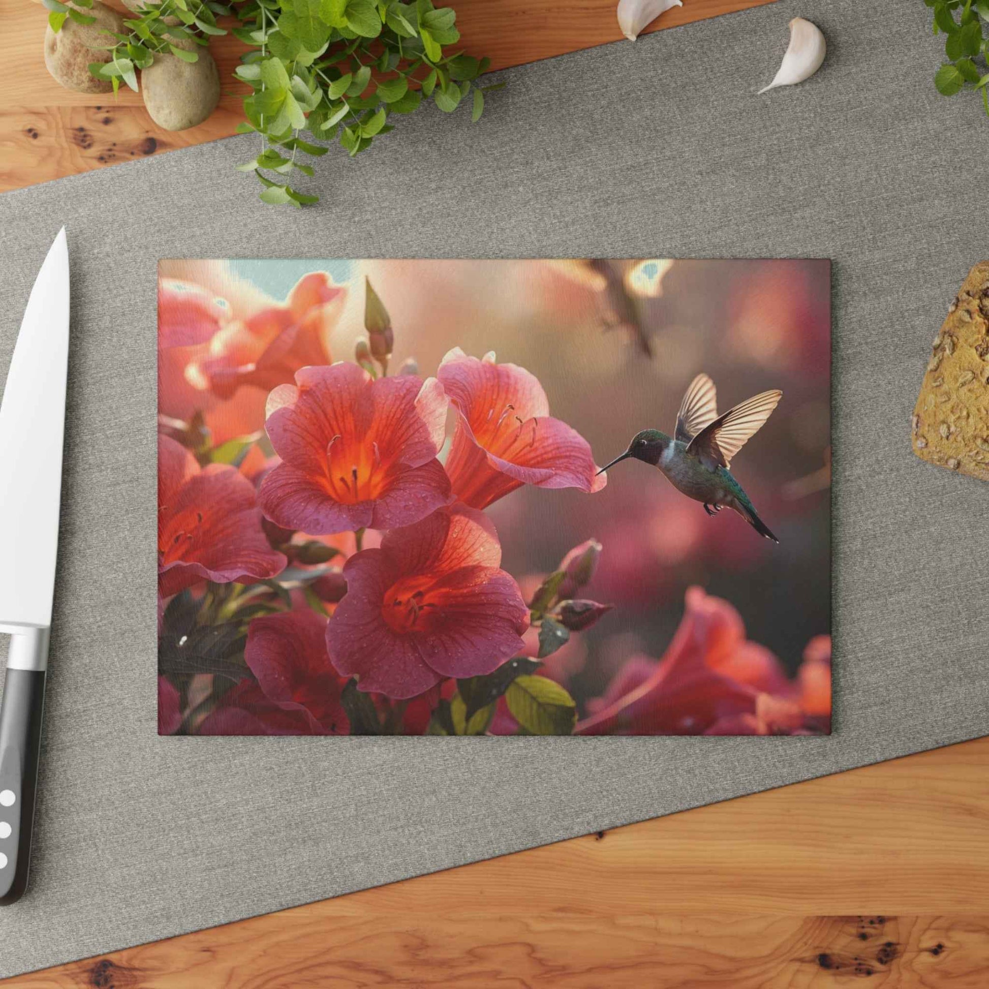 Floral Hummingbird Glass Cutting Board - Elegant Kitchen Decor, Gift for Cooking Enthusiasts, Home & Garden Lovers, Mother's Day, [...]