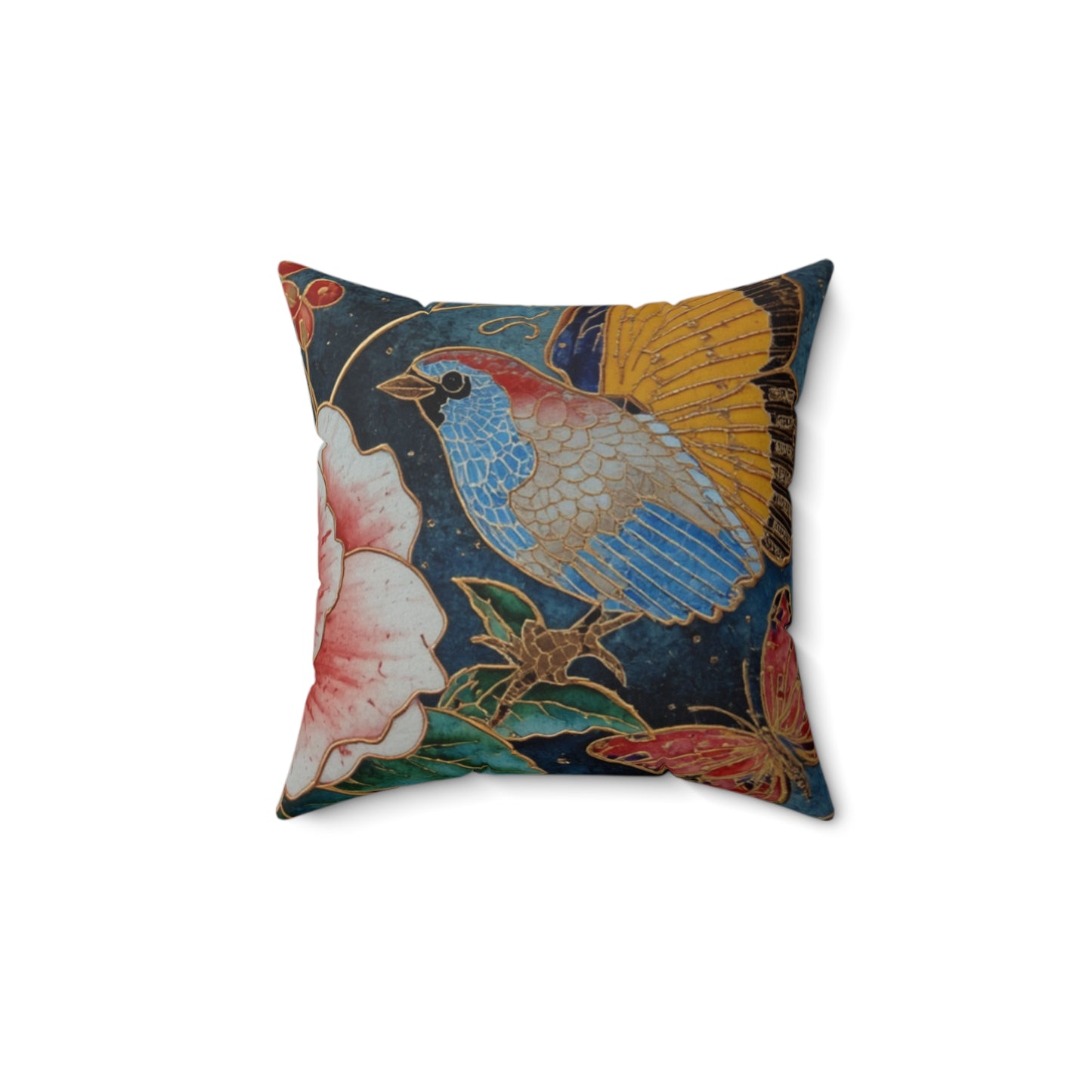 Peacock Feather Faux Suede Pillow – Botanical Accent Throw Pillow