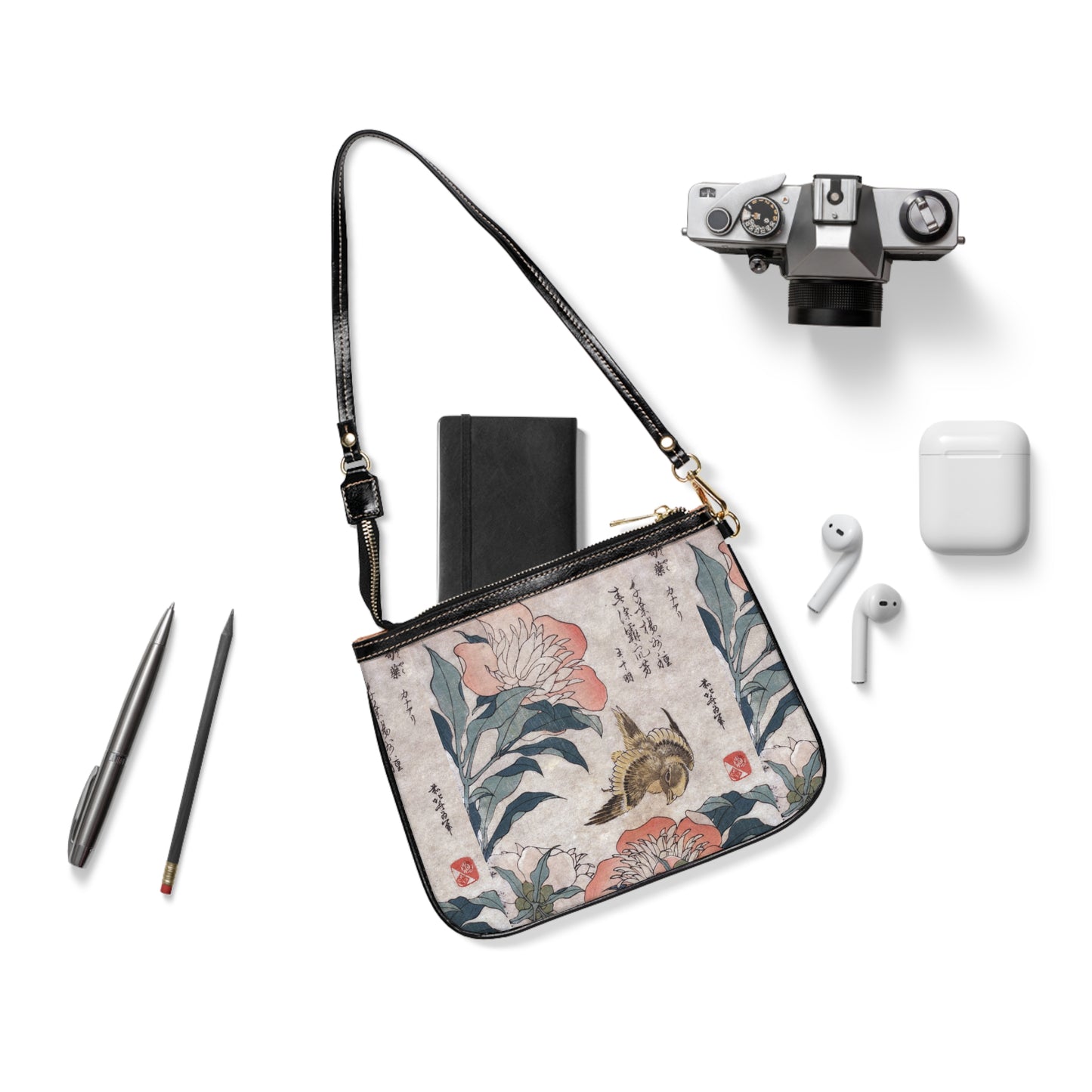 Japanese Floral Shoulder Bag Art Inspired Purse Everyday