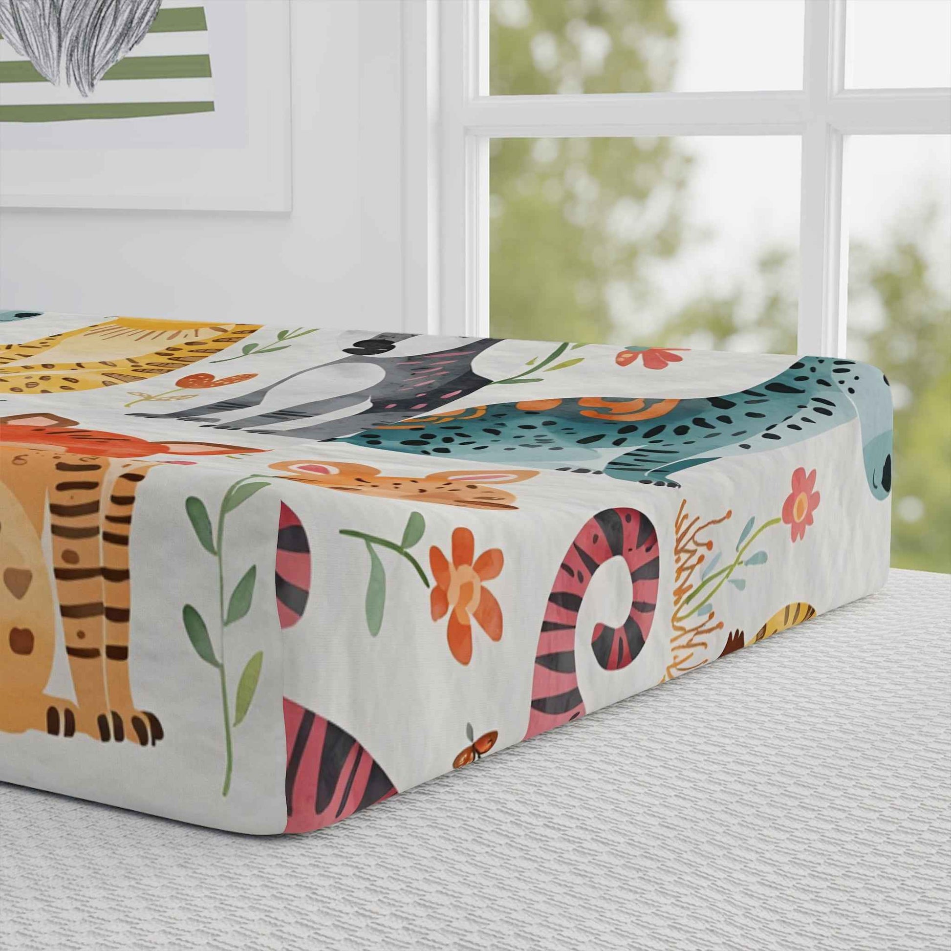 Whimsical Animal Baby Changing Pad Cover - Cozy, Nature-Inspired Nursery Decor