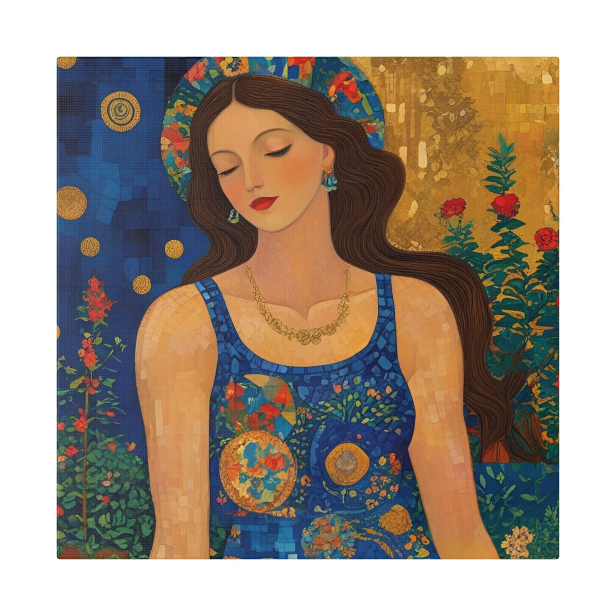 Klimt Floral Canvas Art - Colorful Floral Wall Decor Inspired by Klimt - Rosetta Creative Boutique