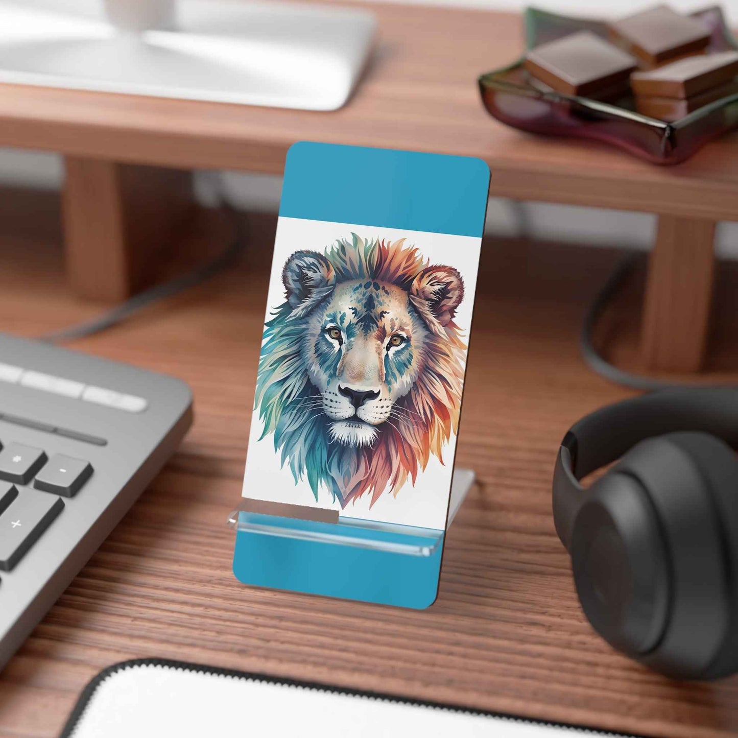 Colorful Lion in Watercolors Smartphone Stand