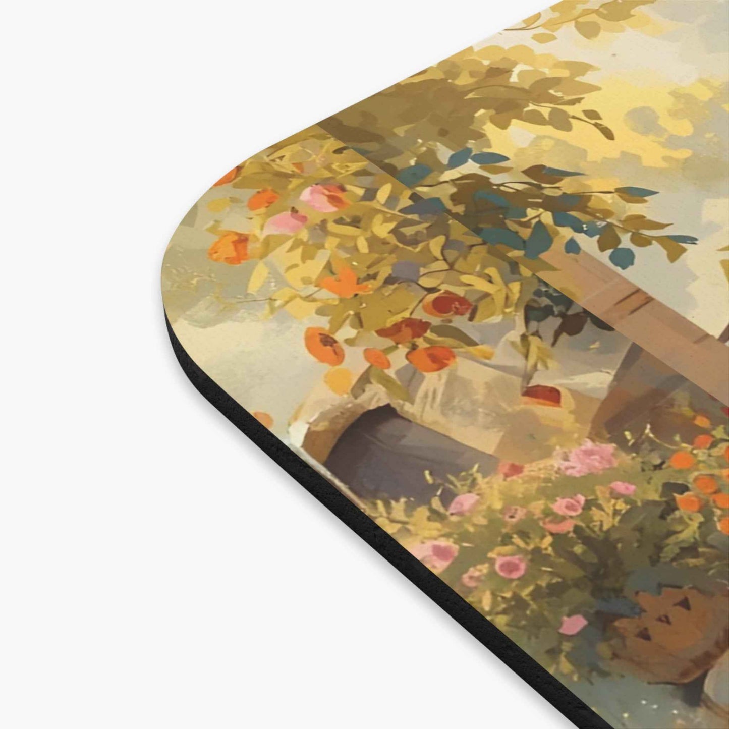 Serene Tuscan Garden Mouse Pad - Tranquil Waterfall Design