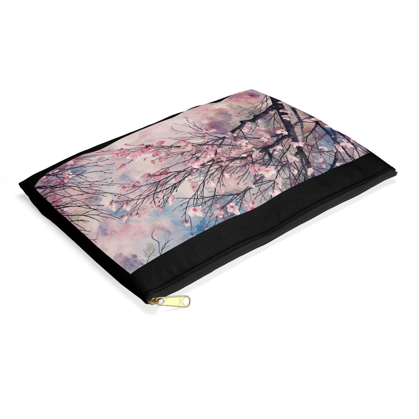 Cherry Blossom Print Accessory Pouch - Floral Makeup Bag for Travel & Everyday Use