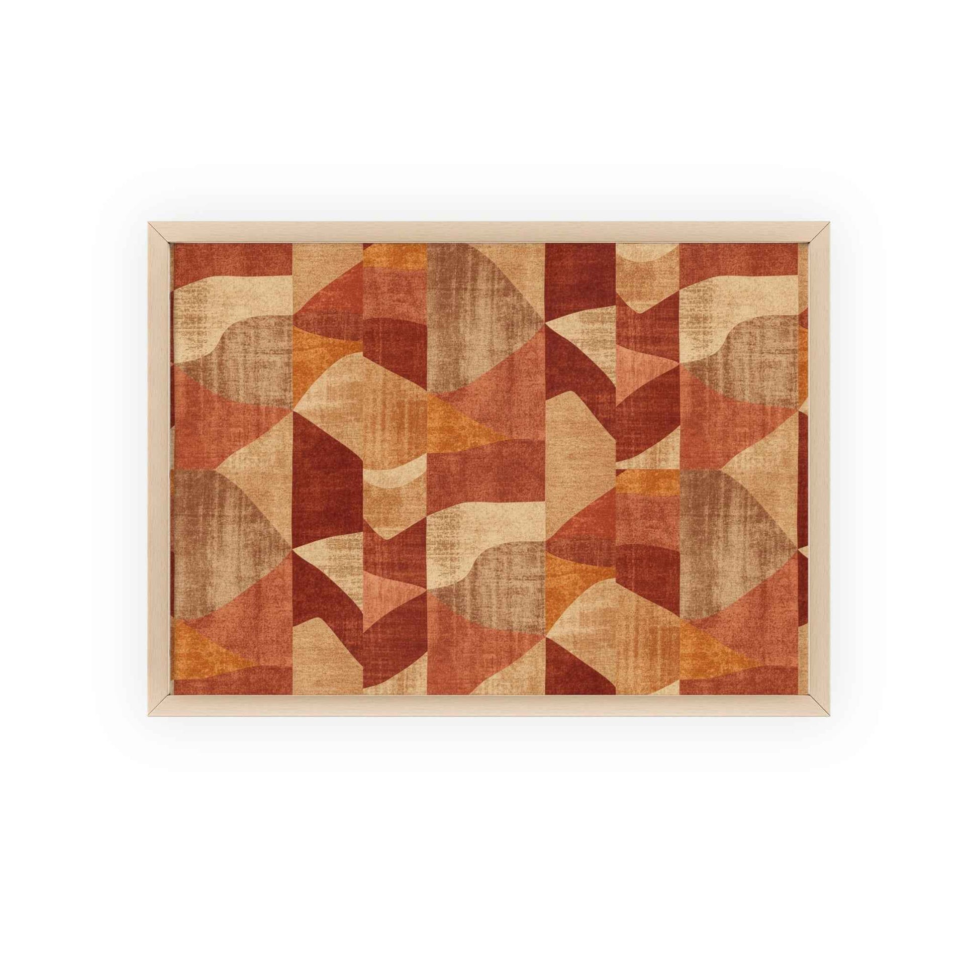 Faux Retro Geometric Poster with Wooden Frame