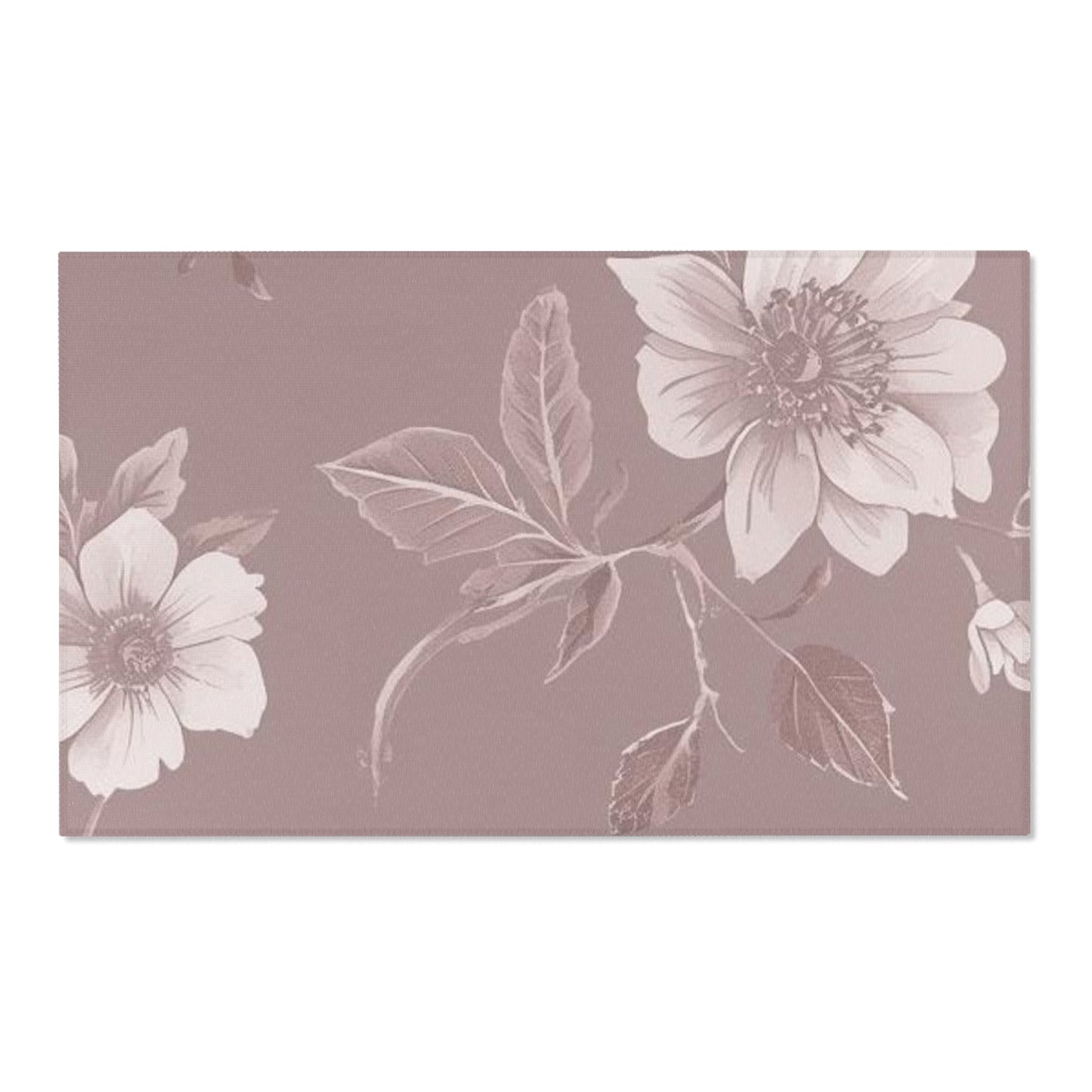 Vintage Floral Area Rug — Dusty Rose Floral Accent Rug