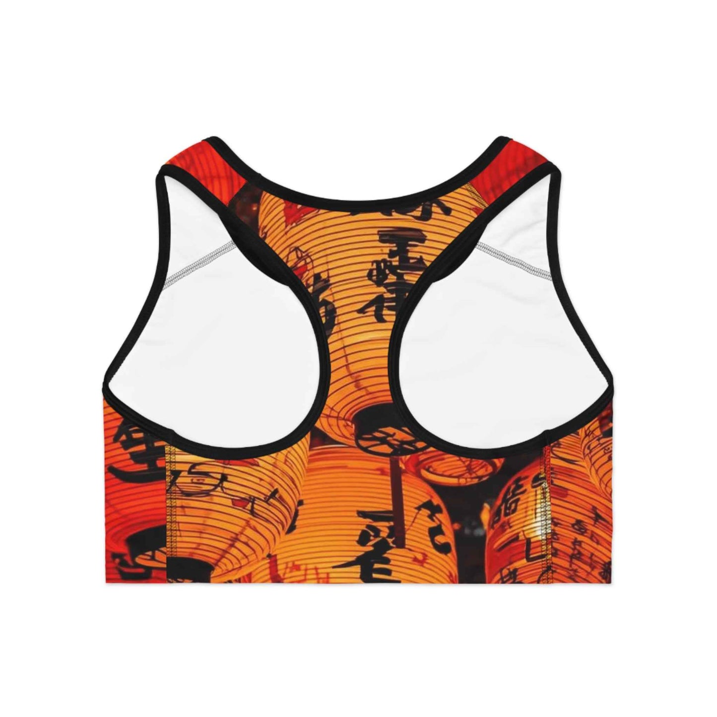 Lantern Festival Sports Bra with Bold Japanese Lantern Print Activewear