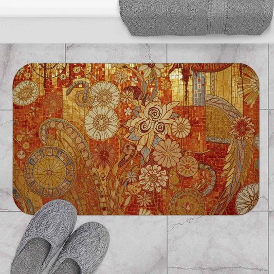 Elegant Floral Bath Mat - Bohemian Home Decor, Non-Slip Bath Rug, Shower Mat, Gift for Her, Bathroom Accent Rug