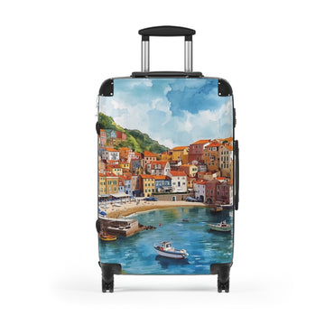 Portuguese Fishing Village Colorful Travel Suitcases by Rosetta Creative Boutique | Unique Luggage for Adventure Lovers, Vacation, Travel Gifts, Summer Getaways, Art-Inspired Baggage - Rosetta Creative Boutique