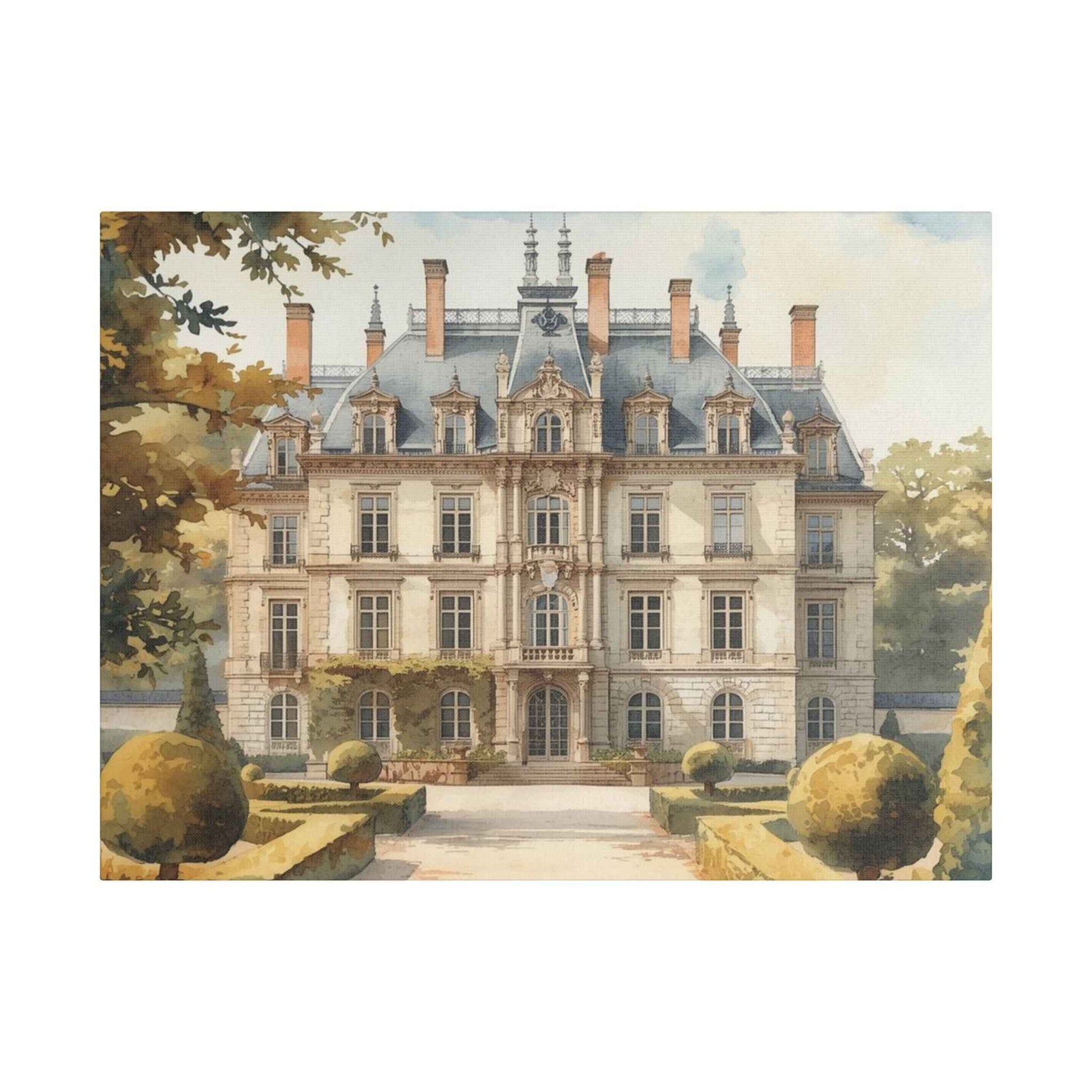 Château Garden Satin Canvas Print — Stretched Wall Art