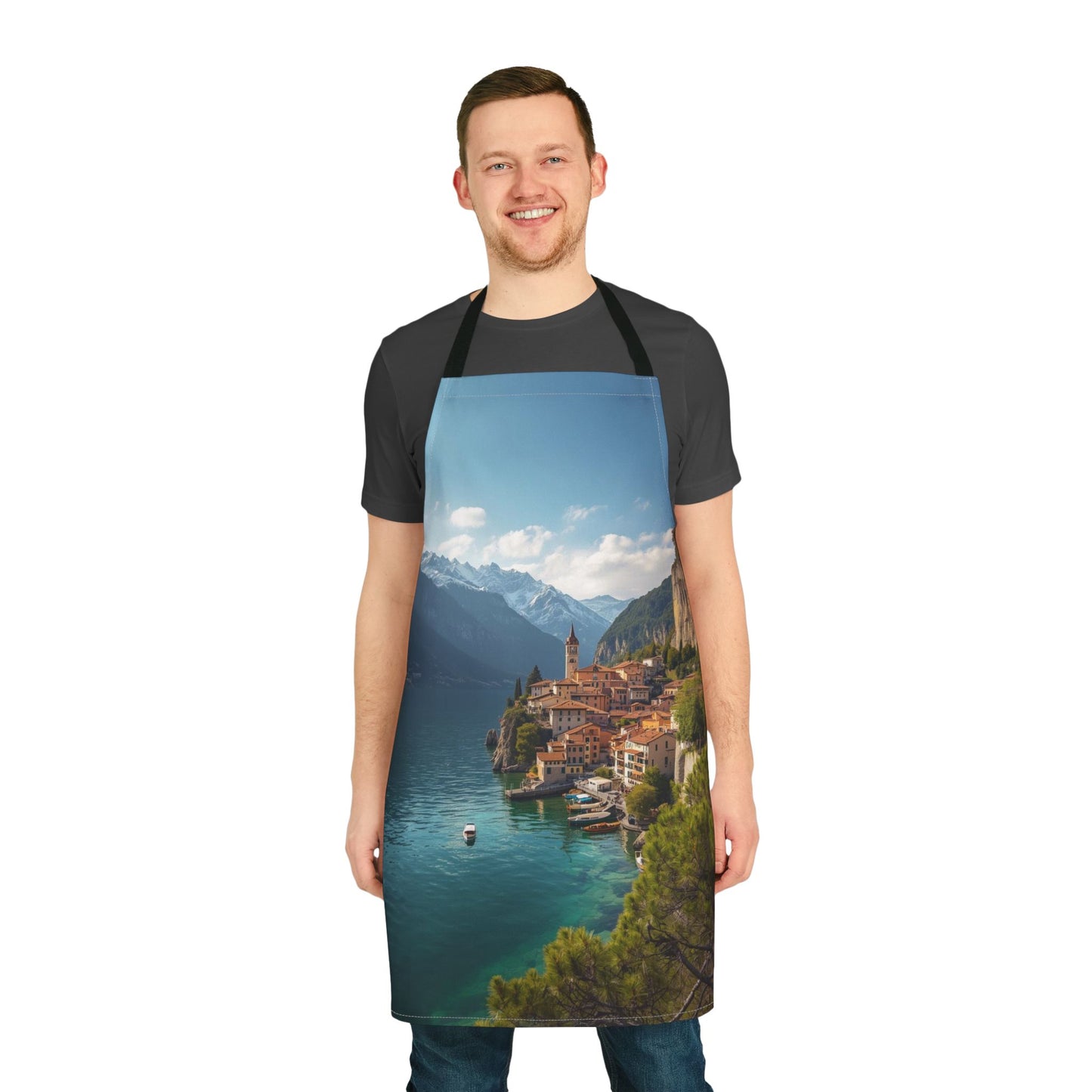 Scenic Italian Lake Apron with 5-Color Straps, Kitchen Gift for Chefs, Cooking Apron, Unique Gift for Foodies, Summer BBQ Essential, [...]