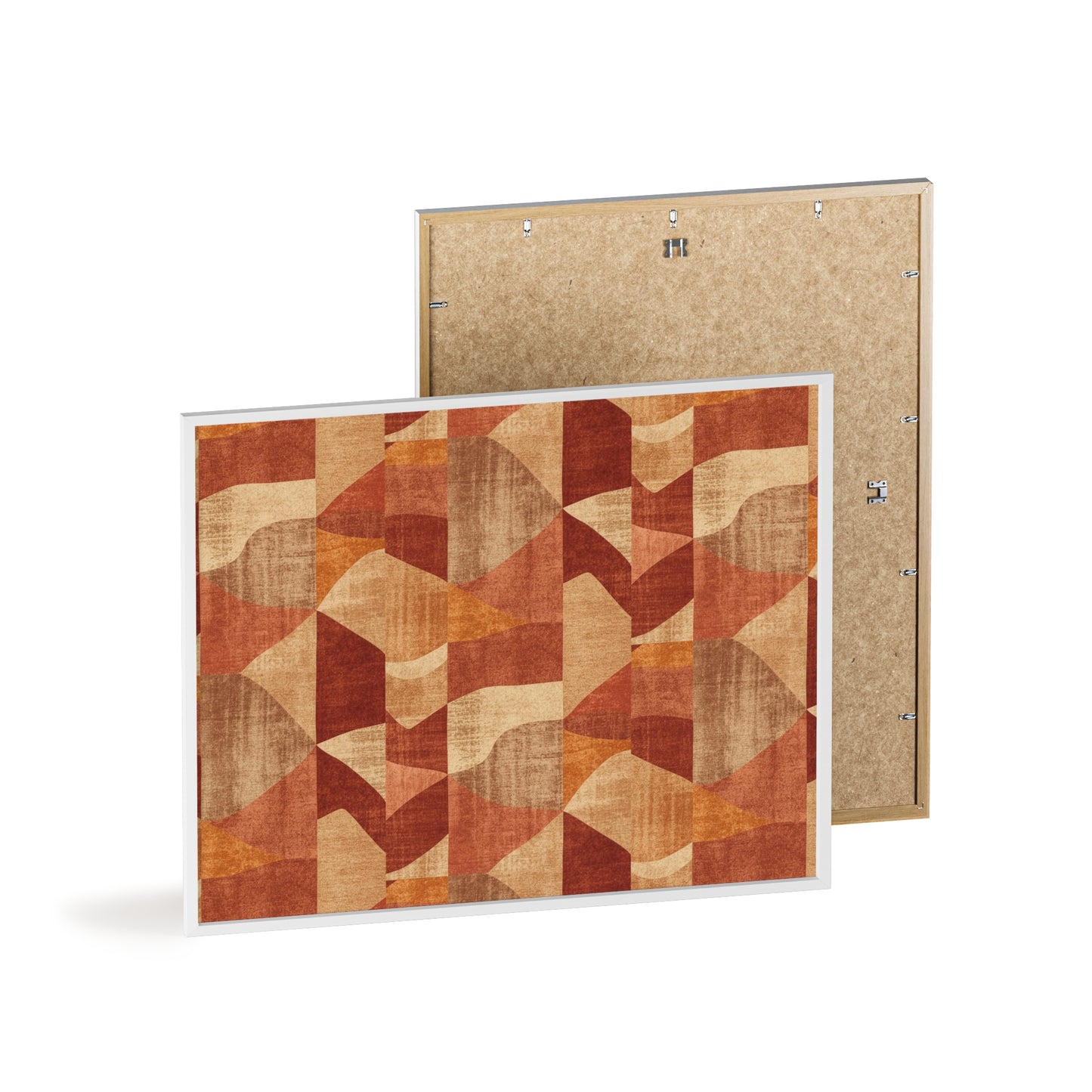 Faux Retro Geometric Poster with Wooden Frame