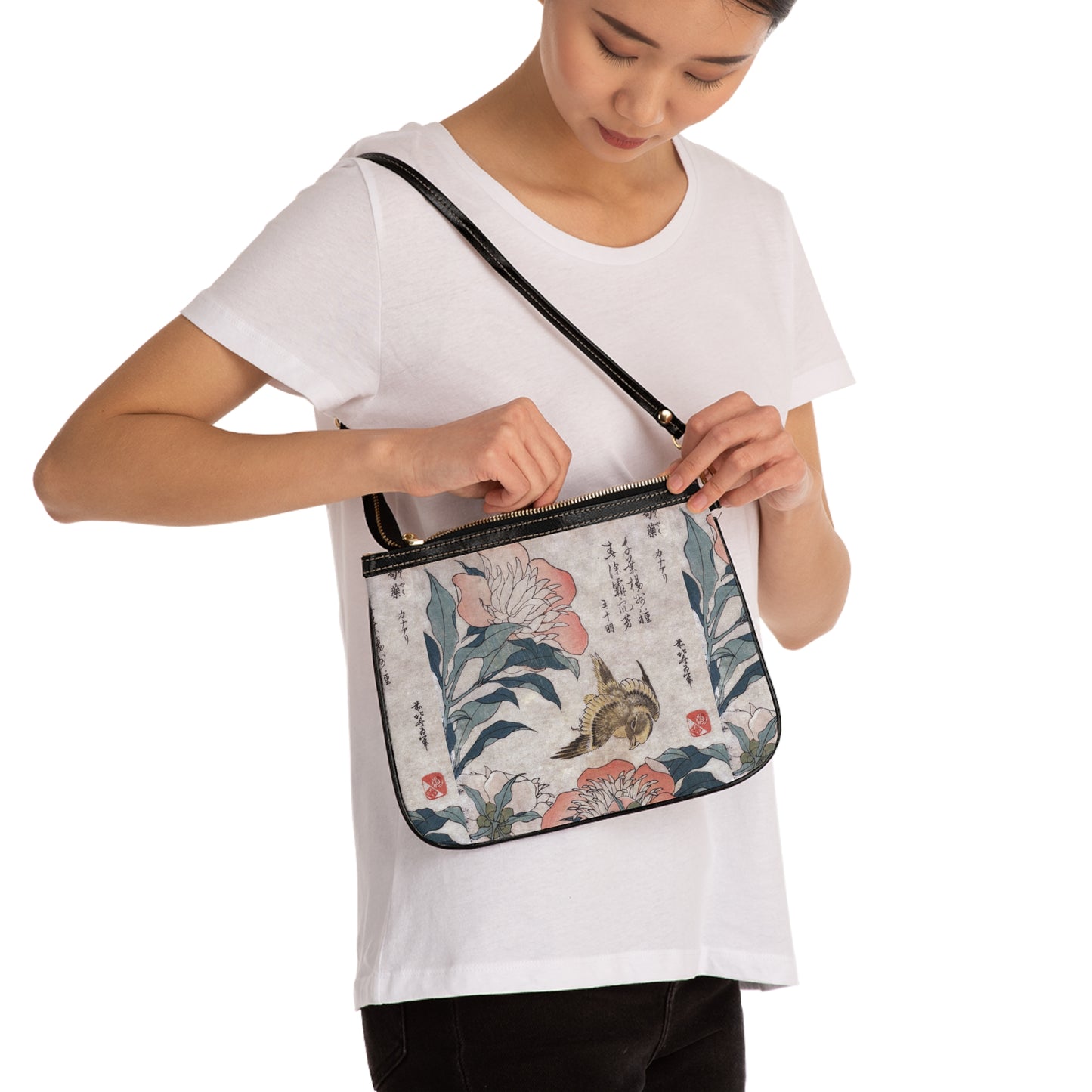 Japanese Floral Shoulder Bag Art Inspired Purse Everyday