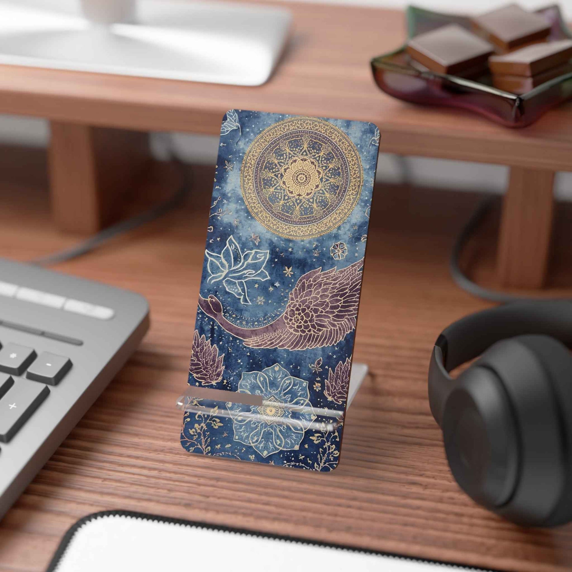 Bohemian Smartphone Display Stand - Artistic Phone Holder with Floral Design