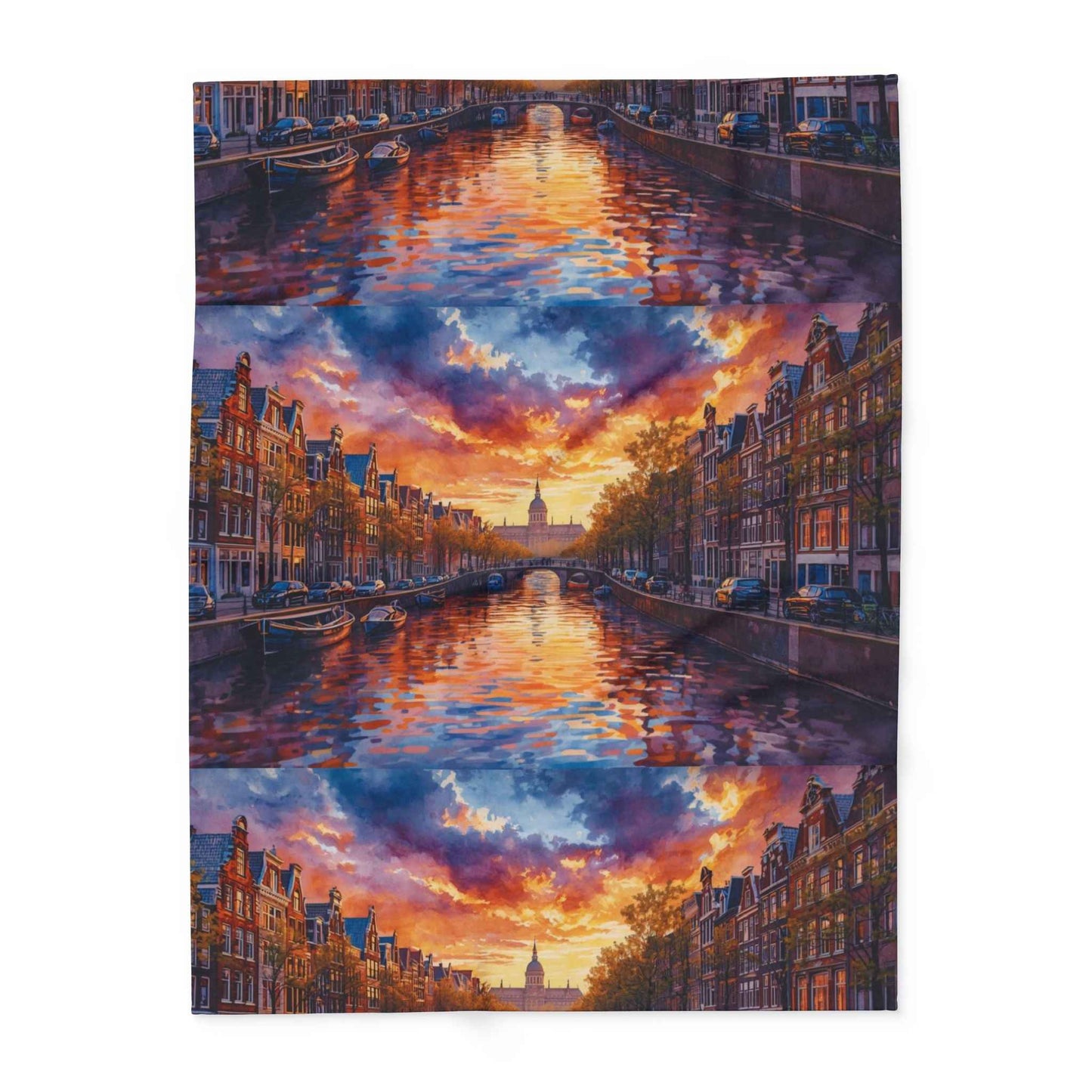 Reflections of Amsterdam Sunset Arctic Fleece Blanket