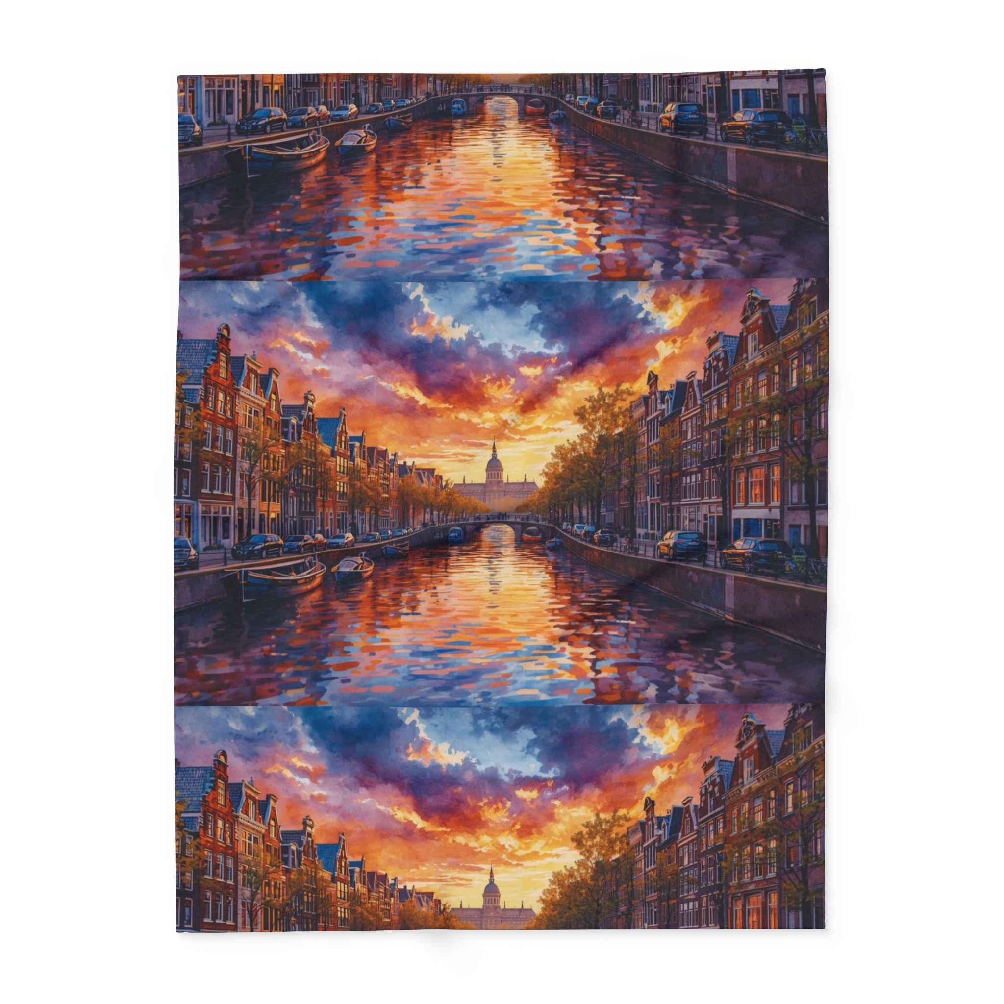 Reflections of Amsterdam Sunset Arctic Fleece Blanket