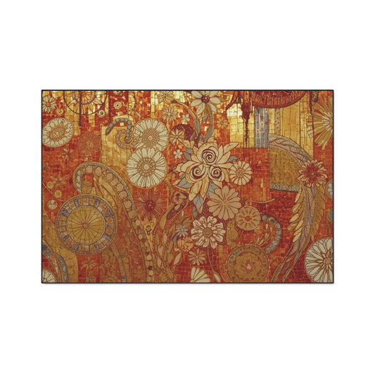 Stylish Heavy Duty Floor Mat with Floral Design - Durable Indoor/Outdoor Rug
