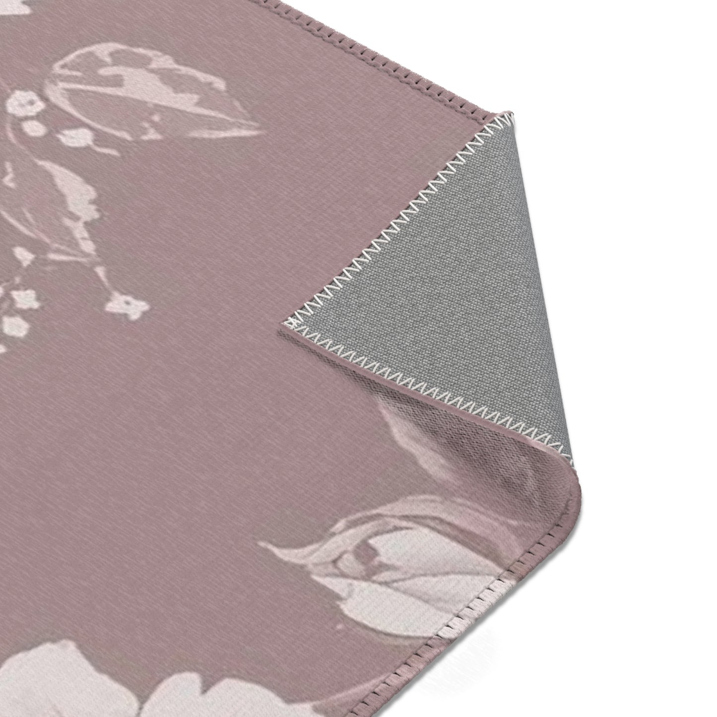 Vintage Floral Area Rug — Dusty Rose Floral Accent Rug