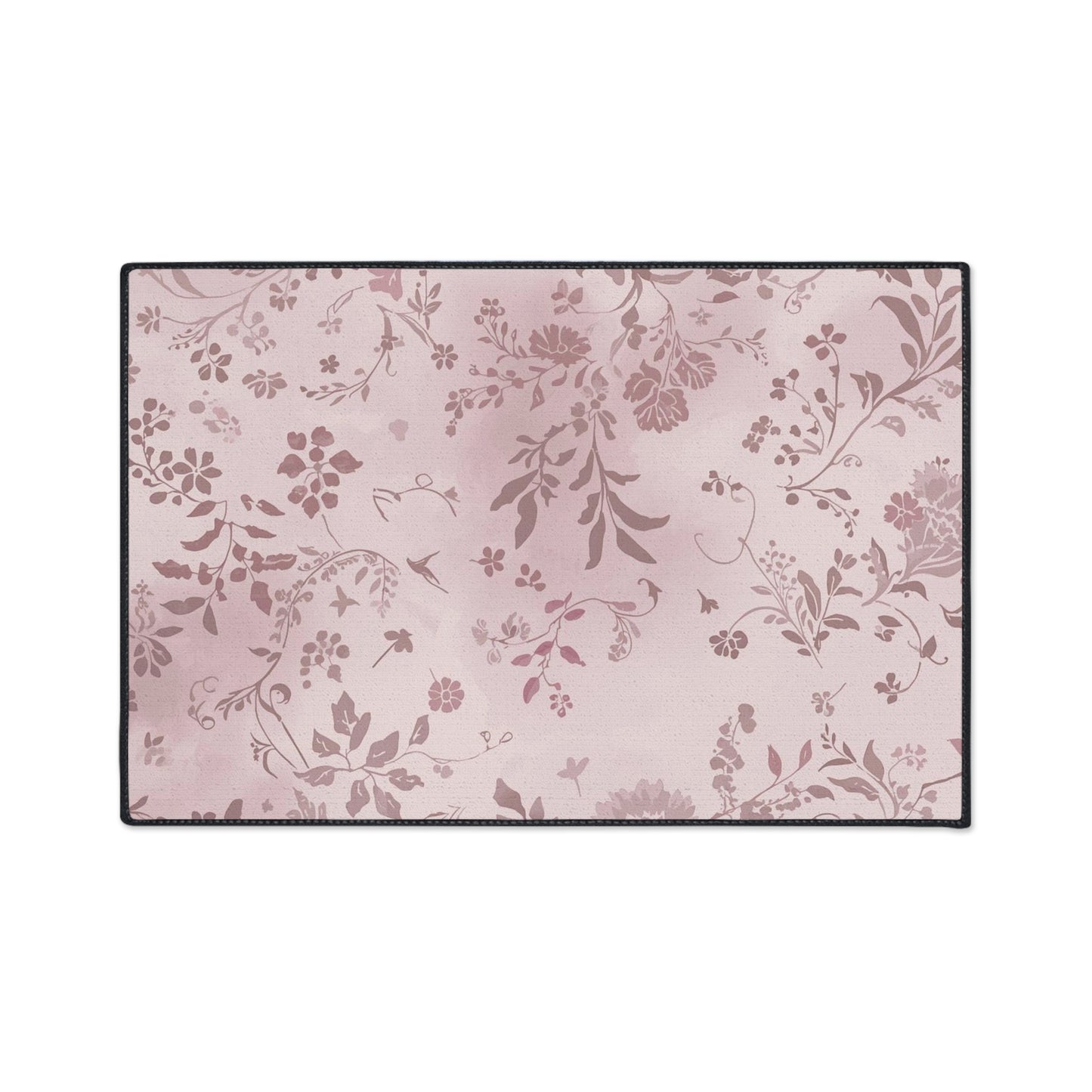 Floral Pink Heavy-Duty Floor Mat — Durable Non-Slip Entry Rug