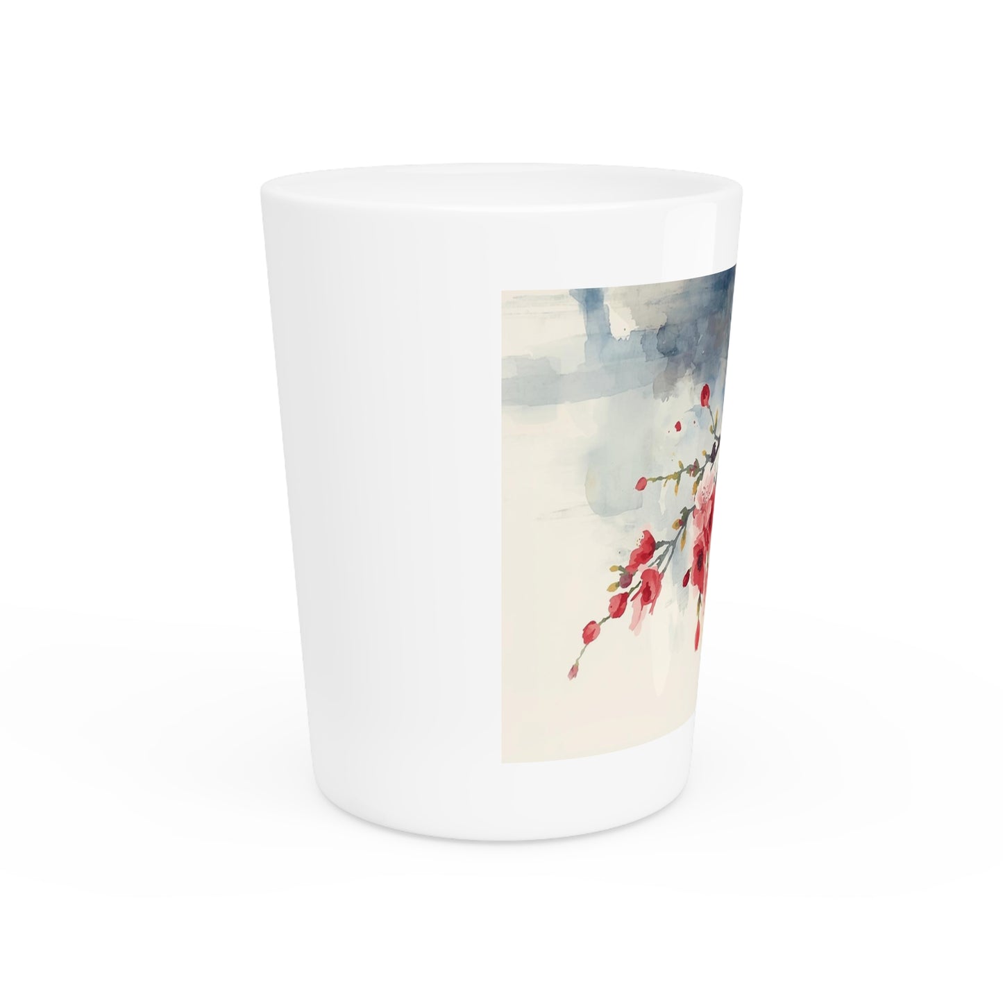Cherry Blossom Watercolor Shot Glass — Floral Spring Barware Gift