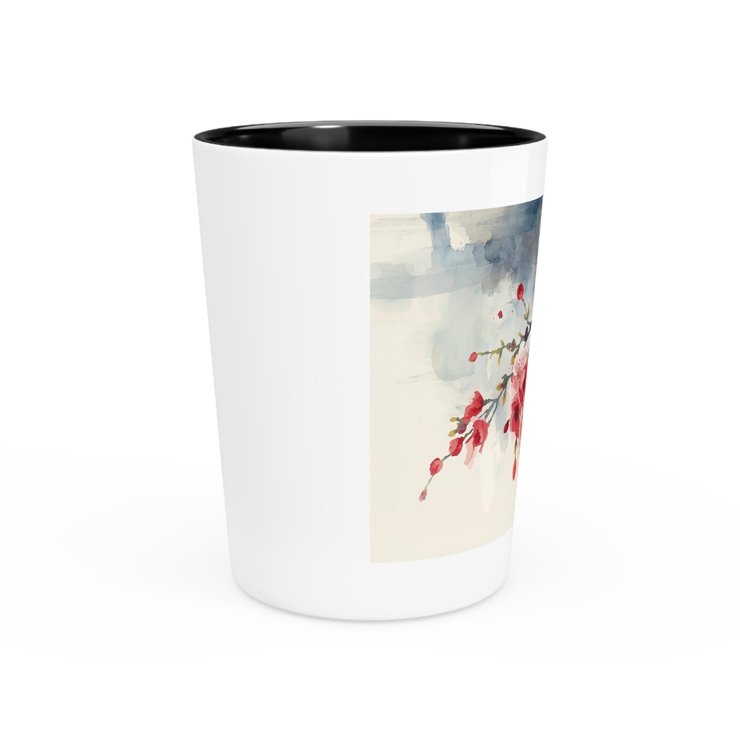 Cherry Blossom Watercolor Shot Glass — Floral Spring Barware Gift